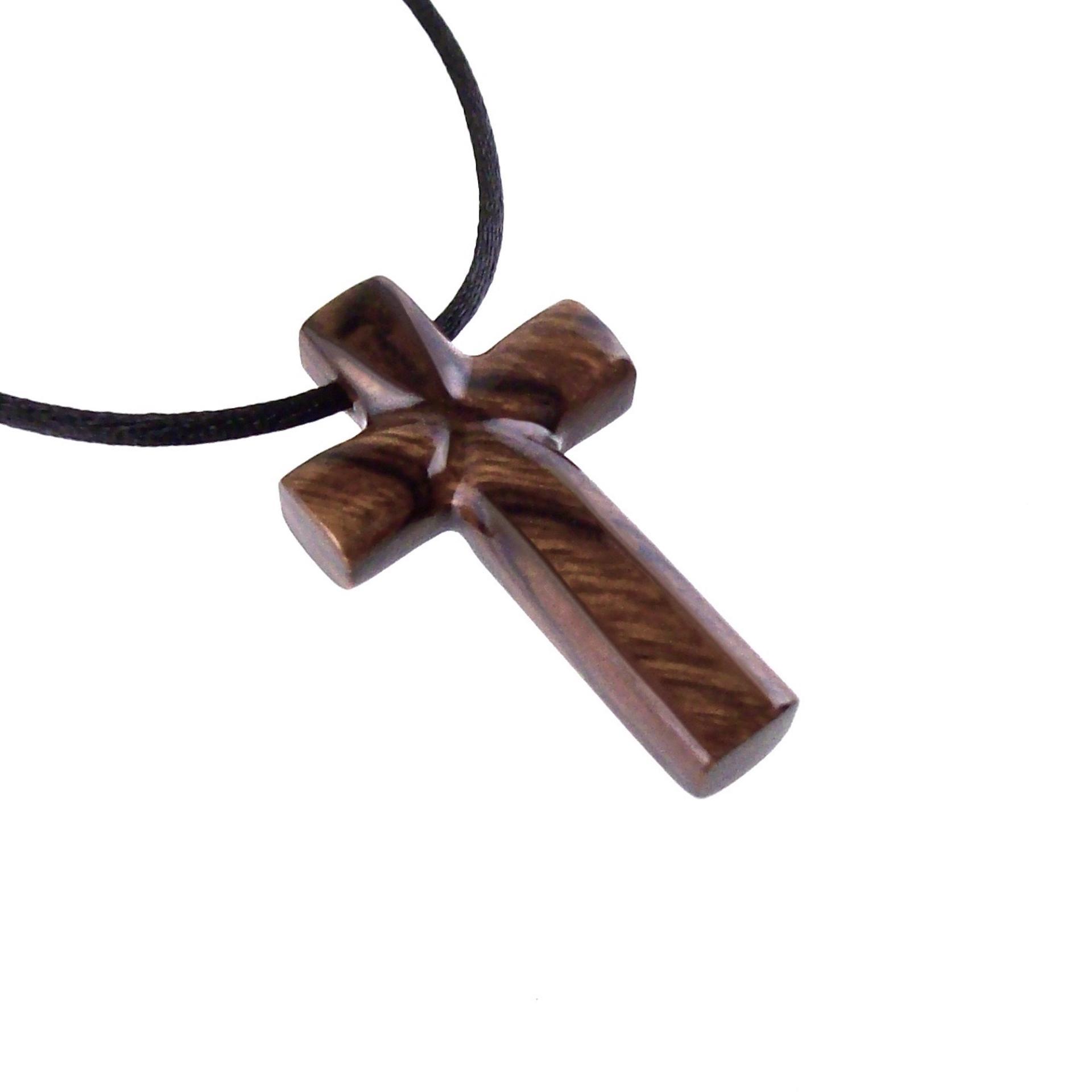 Wood Cross Necklace, Hand Carved Wooden Cross Pendant, Christian Jewelry for Men, One of a Kind Gift for Him
