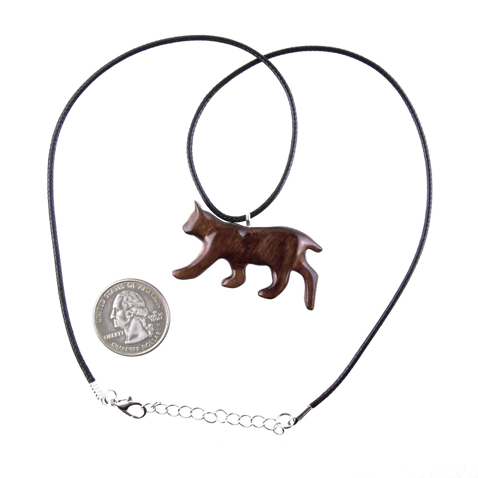 Hand Carved Wooden Lynx Pendant, Bobcat Necklace, Wildcat Totem Spirit Animal Wood Jewelry Handmade Gift for Men or Women