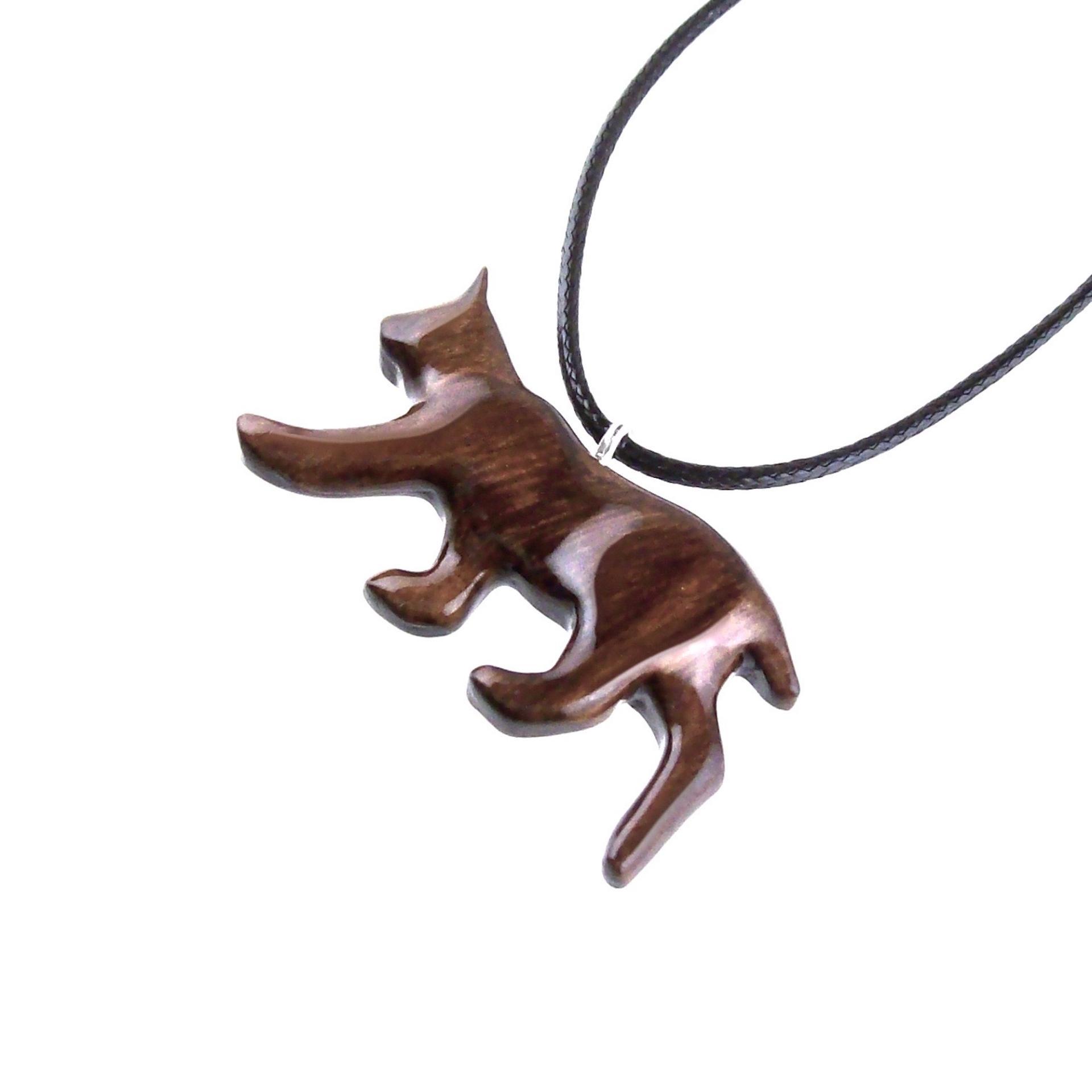 Hand Carved Wooden Lynx Pendant, Bobcat Necklace, Wildcat Totem Spirit Animal Wood Jewelry Handmade Gift for Men or Women