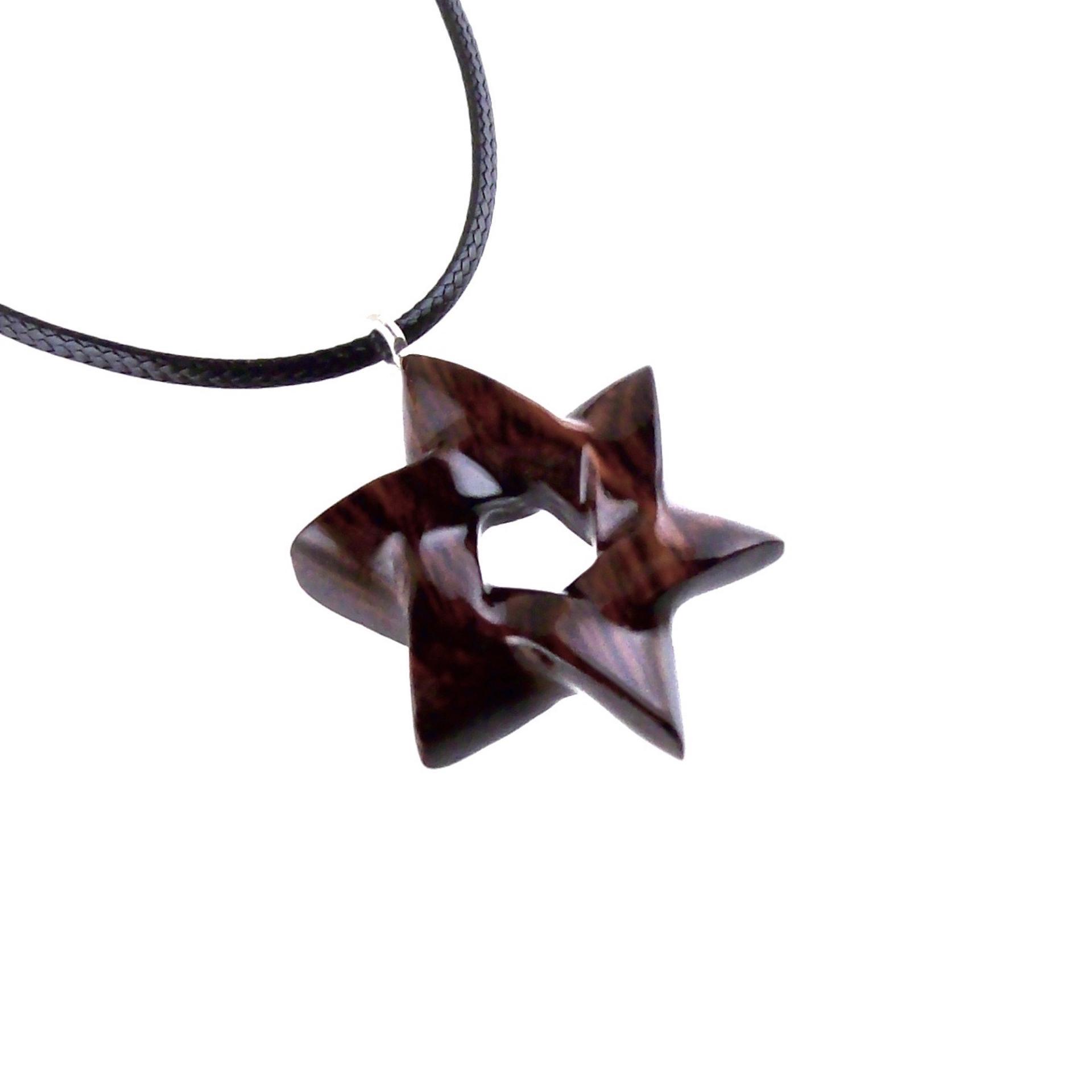 Star of David Pendant, Hand Carved Wooden Jewish Star Necklace for Men or Women, Wood Jewish Jewelry
