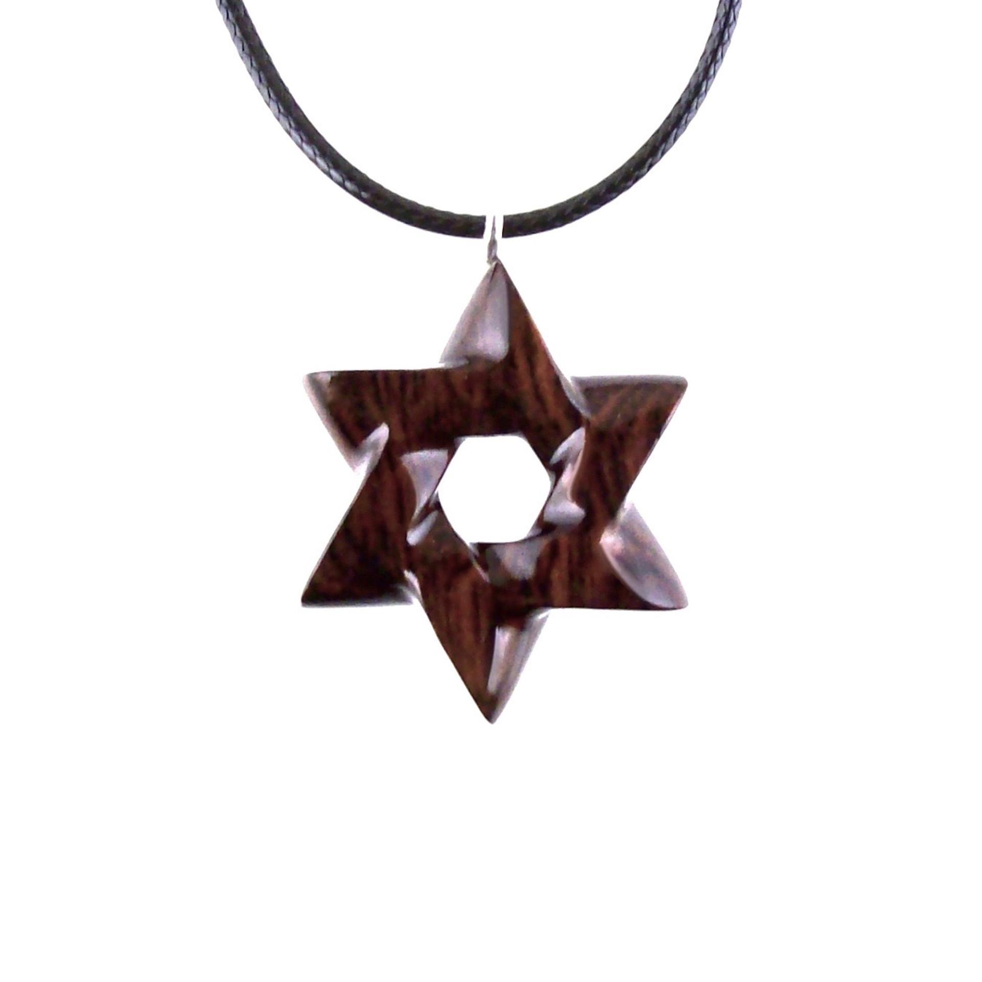 Star of David Pendant, Hand Carved Wooden Jewish Star Necklace for Men or Women, Wood Jewish Jewelry
