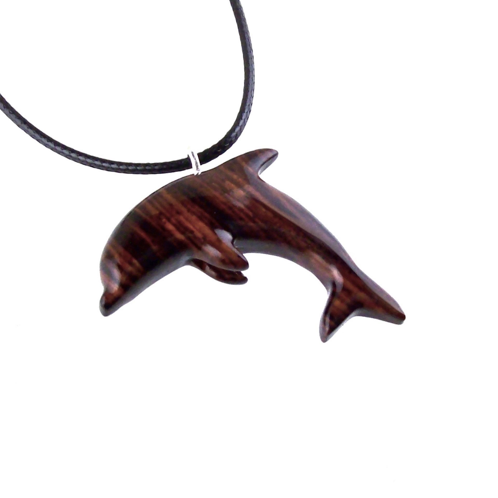 Wooden Dolphin Pendant, Hand Carved Dolphin Necklace, Sea Animal Necklace, Nautical Wood Jewelry for Men or Women