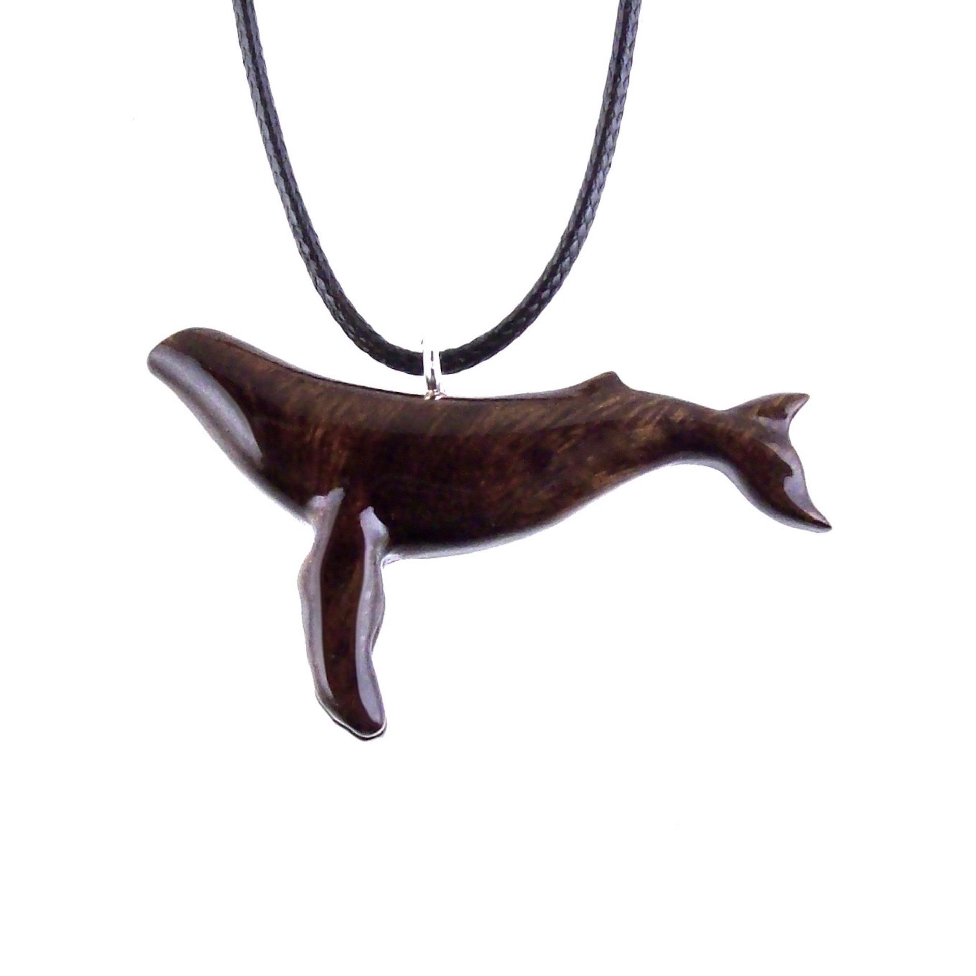 Humpback Whale Pendant, Hand Carved Wooden Sea Animal Necklace, Nautical Wood Jewelry, Whale-watcher Gift for Men Women