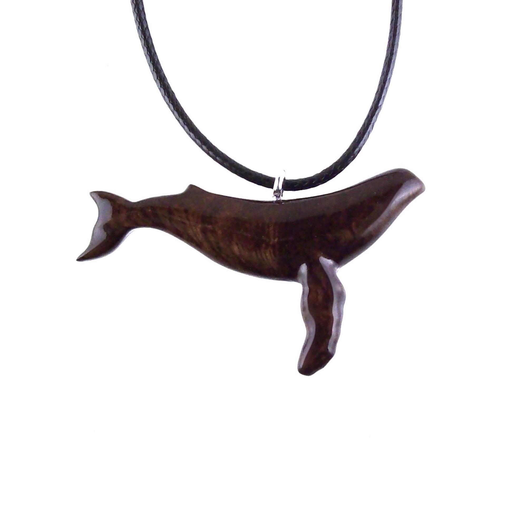 Humpback Whale Pendant, Hand Carved Wooden Sea Animal Necklace, Nautical Wood Jewelry, Whale-watcher Gift for Men Women