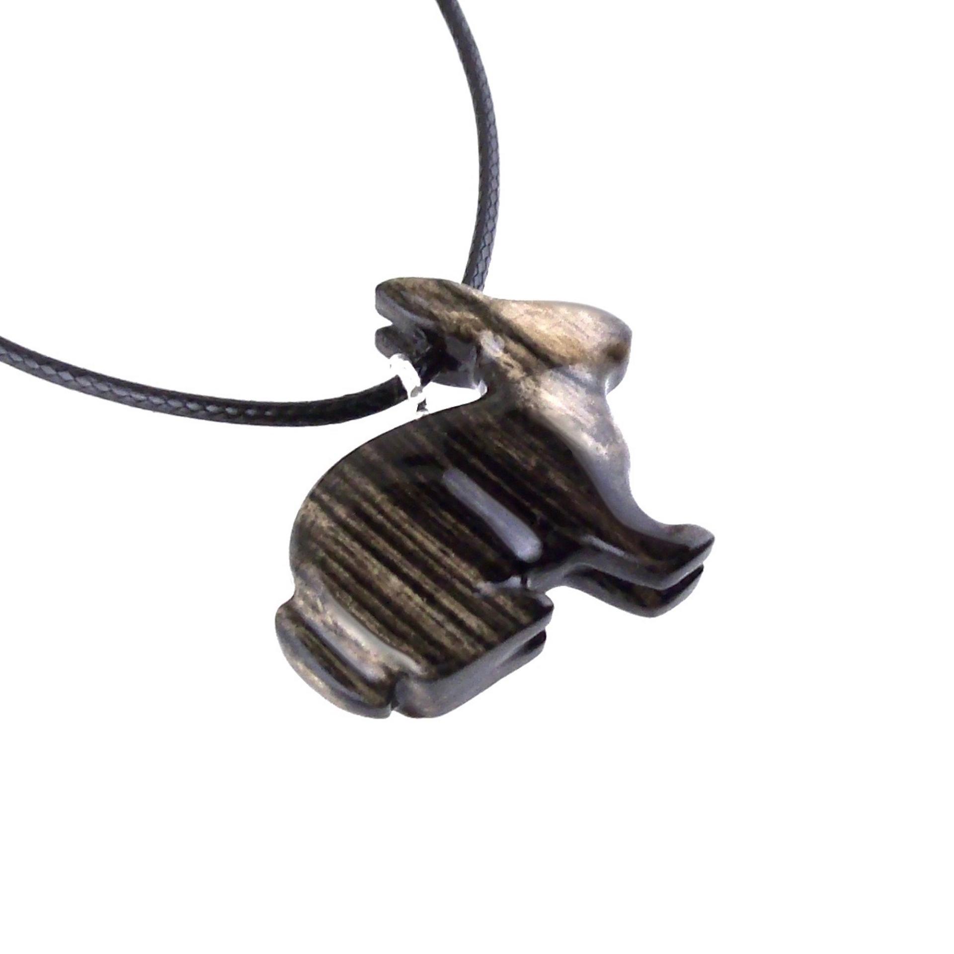 Rabbit Necklace, Hand Carved Wooden Bunny Pendant, Wood Animal Necklace, Pet Animal Totem Jewelry, One of a Kind Gift