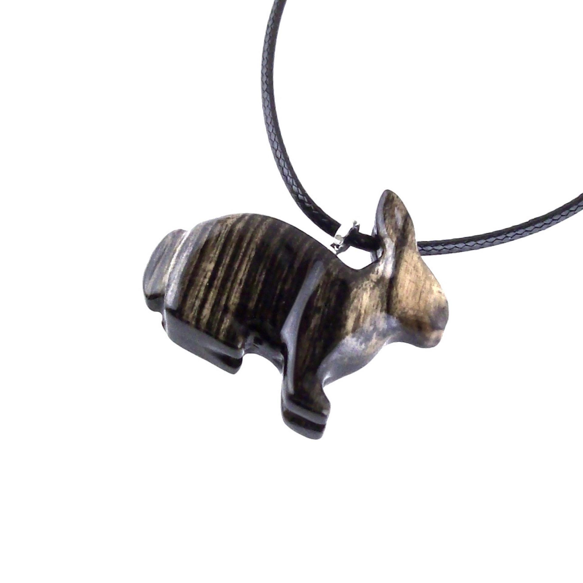 Rabbit Necklace, Hand Carved Wooden Bunny Pendant, Wood Animal Necklace, Pet Animal Totem Jewelry, One of a Kind Gift