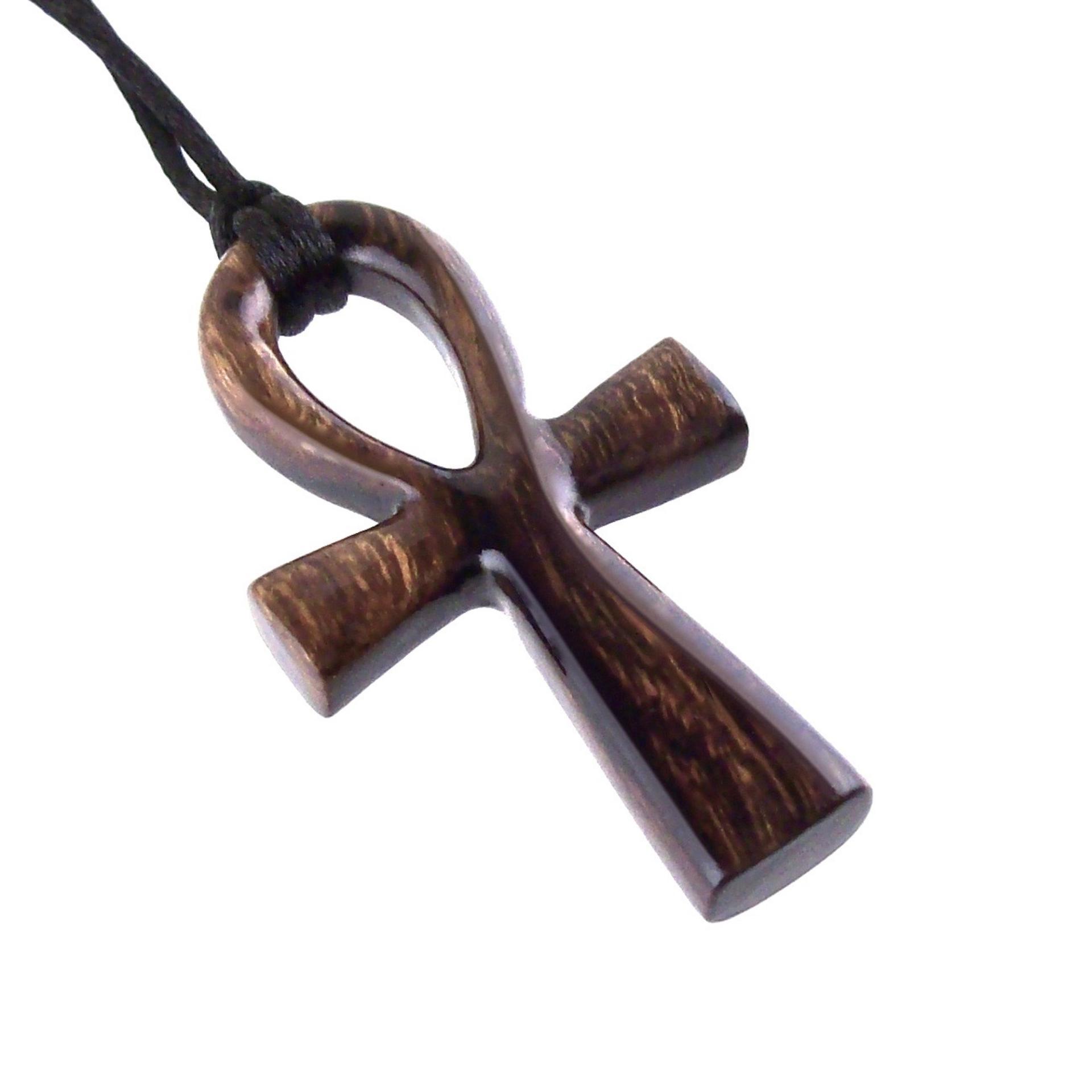 Large Ankh Pendant, Wood Egyptian Ankh Necklace, Wooden Cross Ankh Pendant, Mens African Jewelry, Gift for Him