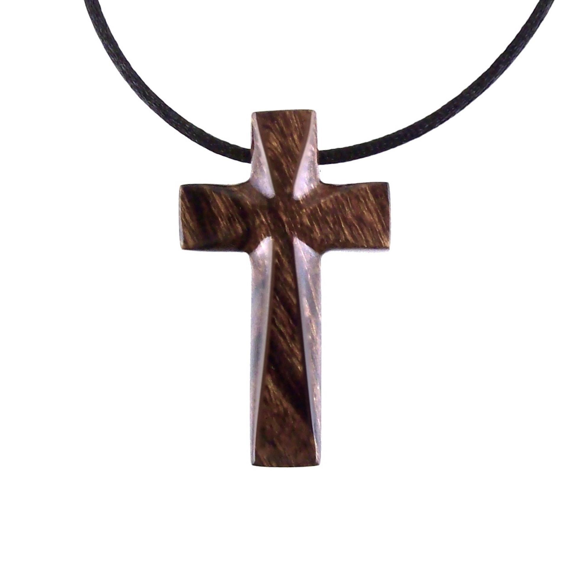 Hand Carved Wooden Cross Pendant, Mens Wood Cross Necklace, Handmade Christian Jewelry, One of a Kind Gift for Him