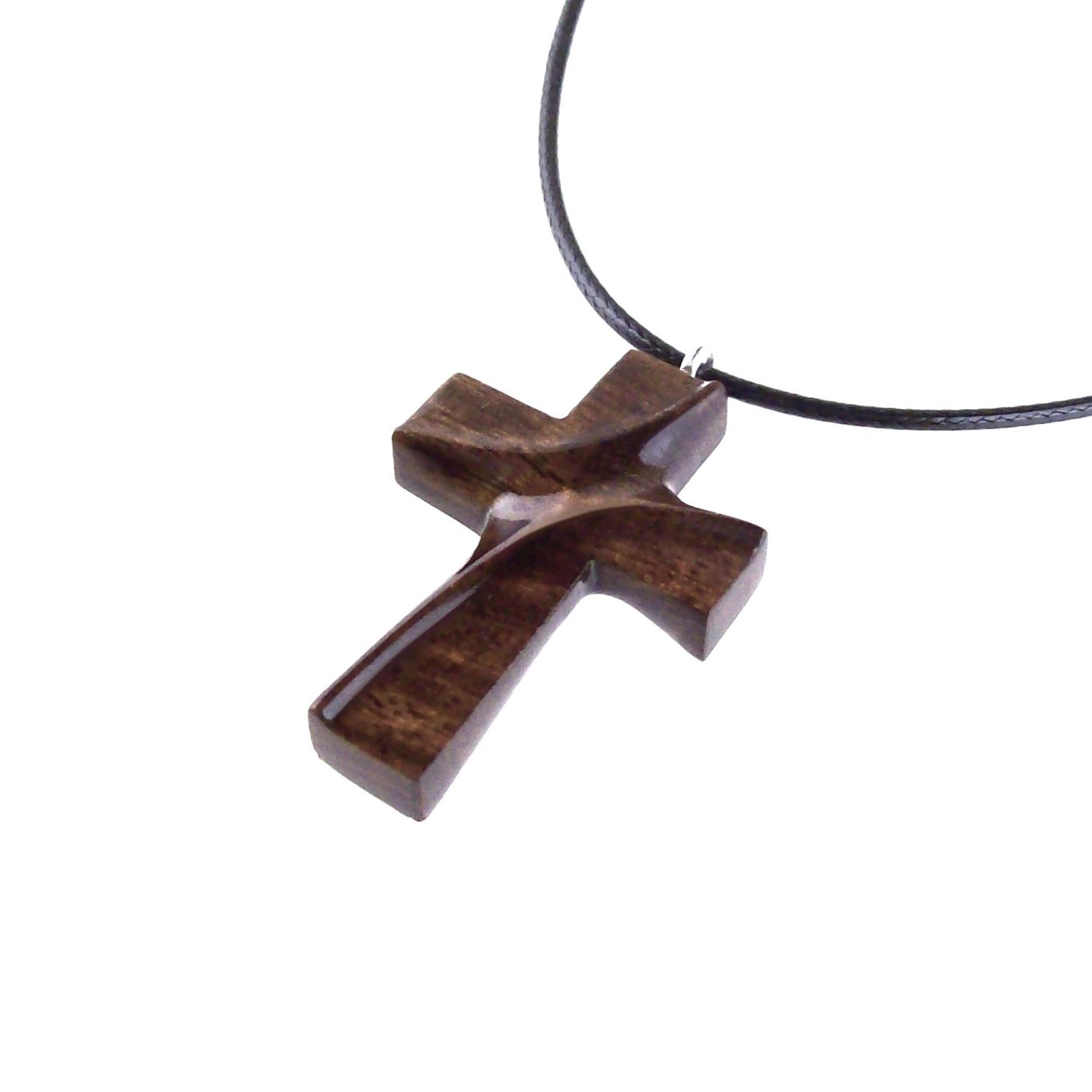 Wood Cross Necklace, Hand Carved Wooden Cross Pendant for Men Women, Handmade Christian Jewelry Gift for Him Her