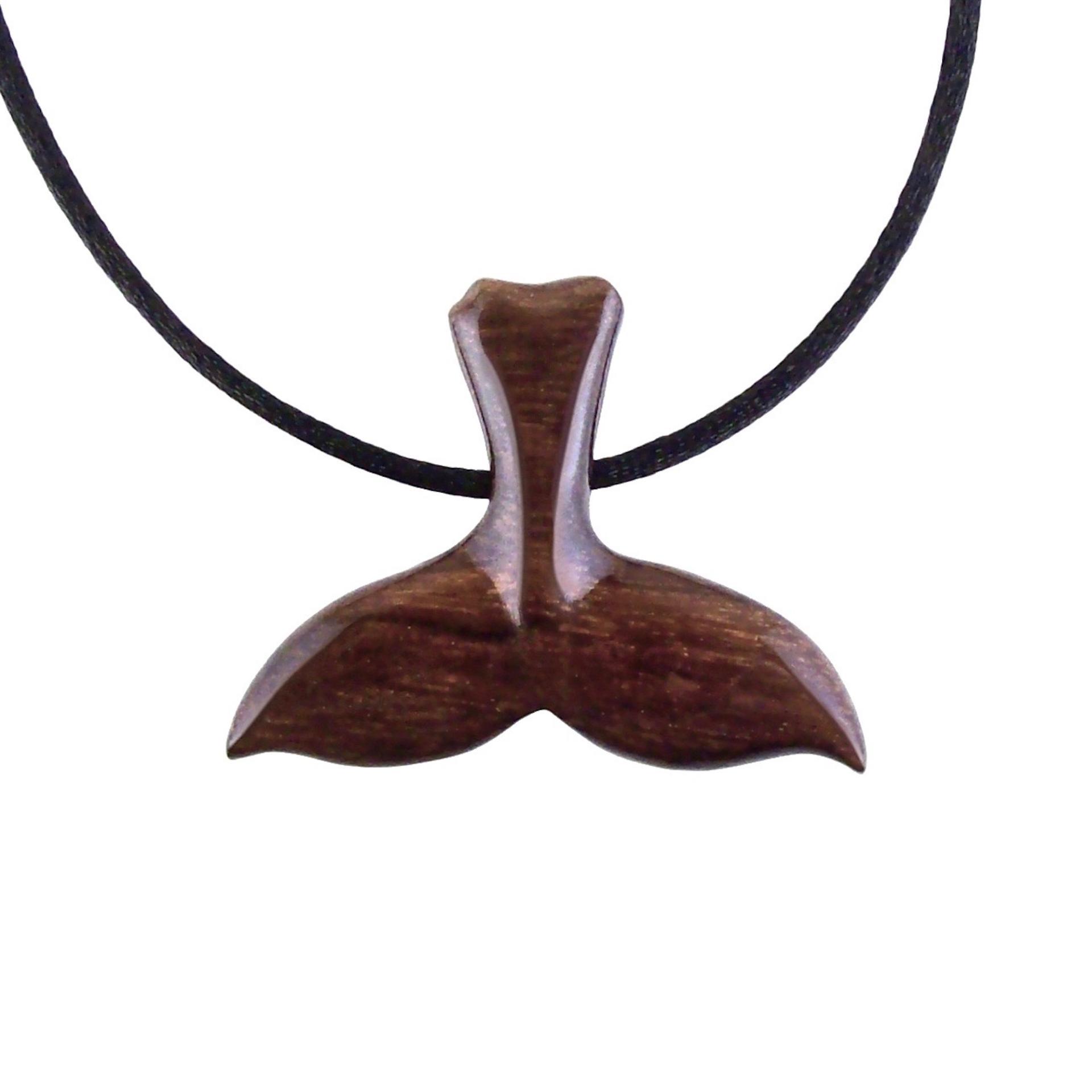 Hand Carved Wooden Orca Whale Tail Pendant, Mens Wood Necklace, Handmade Nautical Jewelry Gift