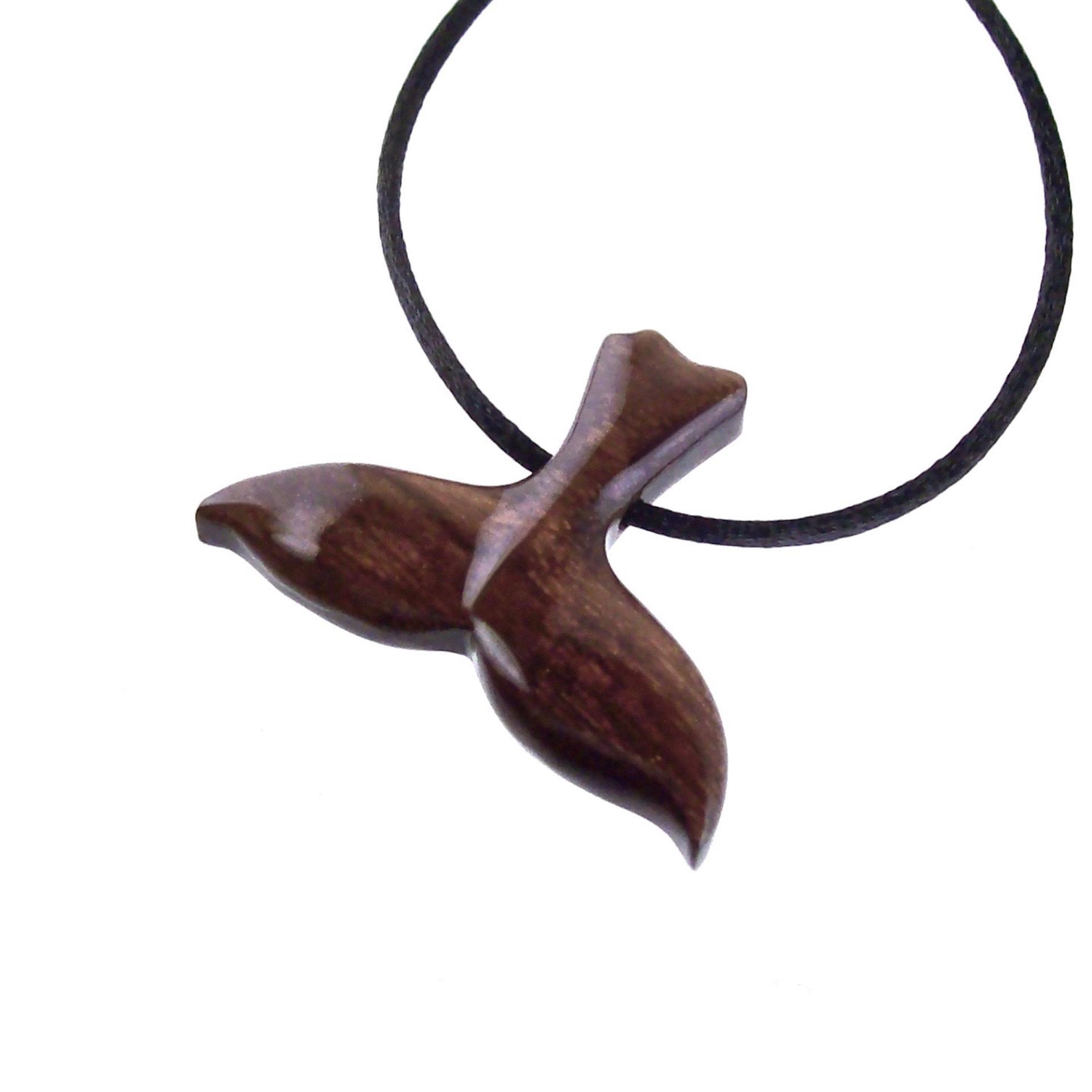 Hand Carved Wooden Orca Whale Tail Pendant, Mens Wood Necklace, Handmade Nautical Jewelry Gift