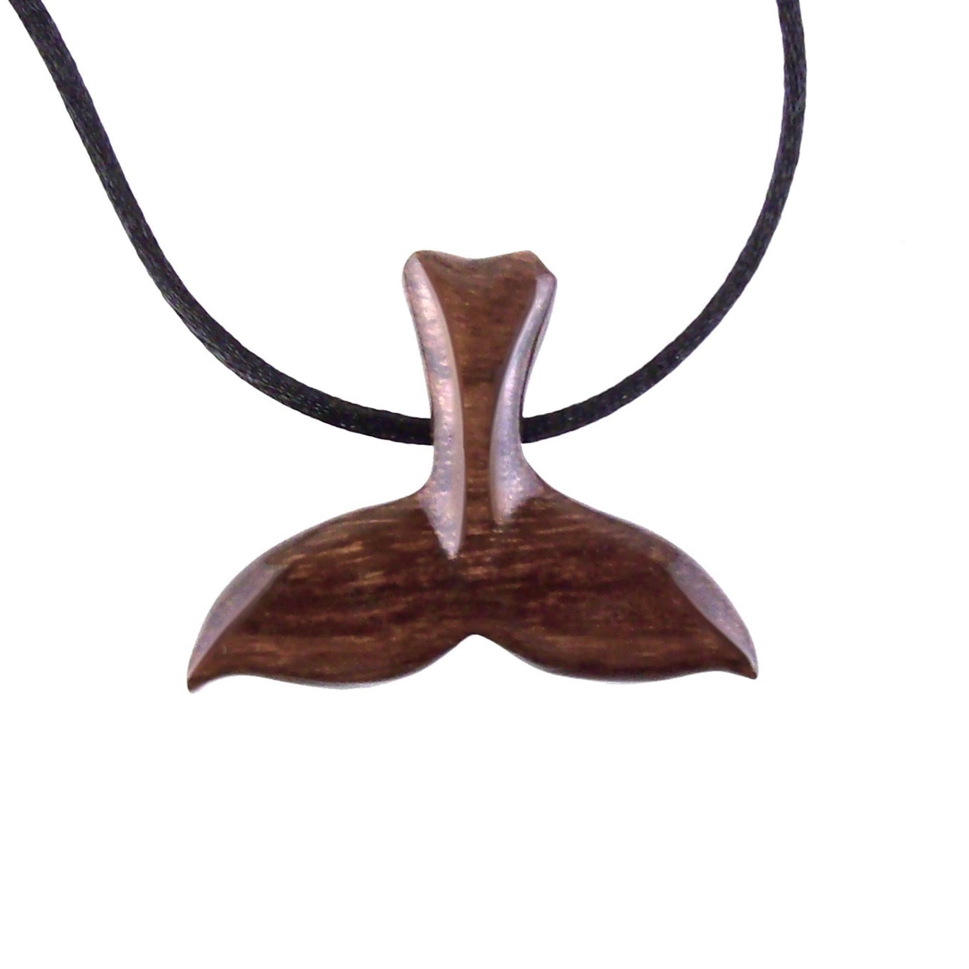 Hand Carved Wooden Orca Whale Tail Pendant, Mens Wood Necklace, Handmade Nautical Jewelry Gift
