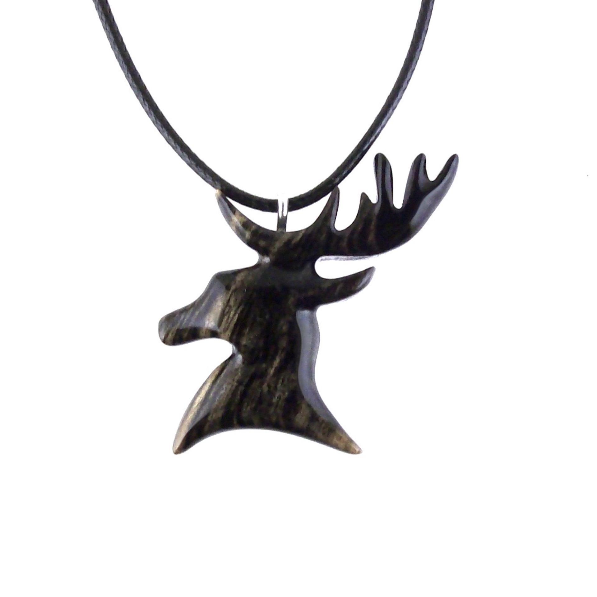 Hand Carved Stag Head Necklace, Wooden Deer Pendant, Woodland Buck Necklace, Mens Jewelry, Spirit Animal Totem Gift for Him