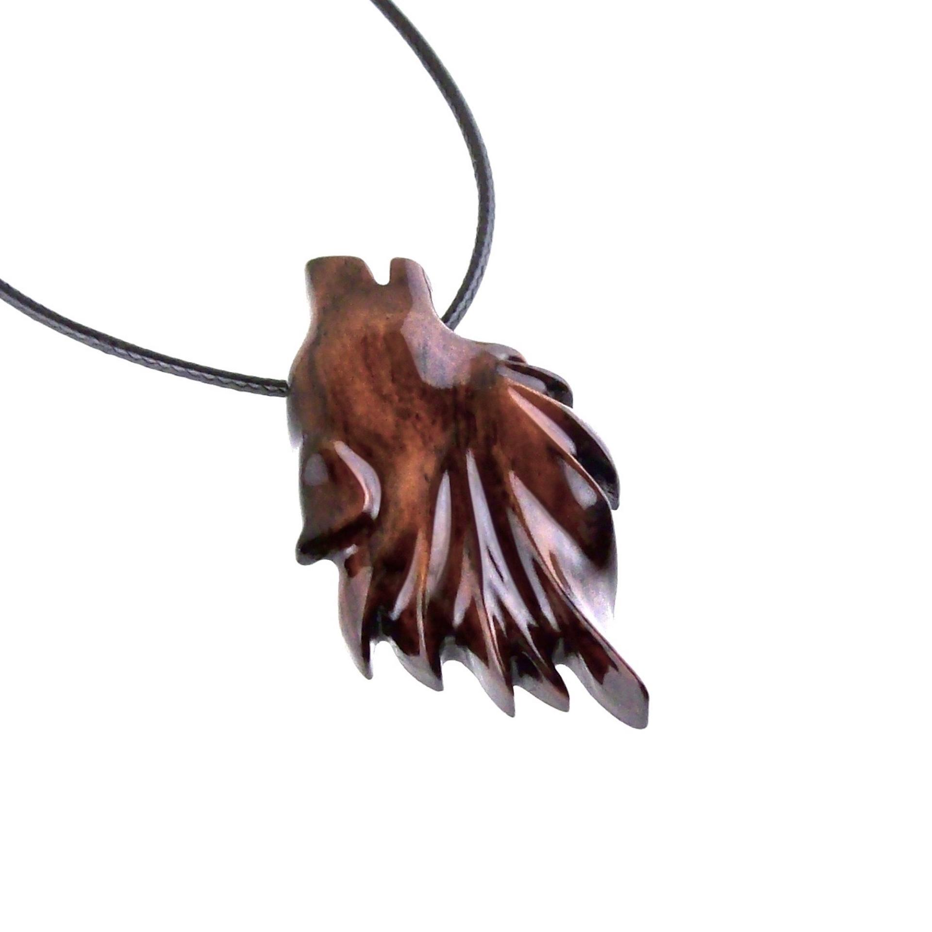 Carved Wolf Pendant, Wooden Wolf Necklace, Spirit Animal Totem, Handmade Wood Jewelry for Men or Women, One of a Kind Gift