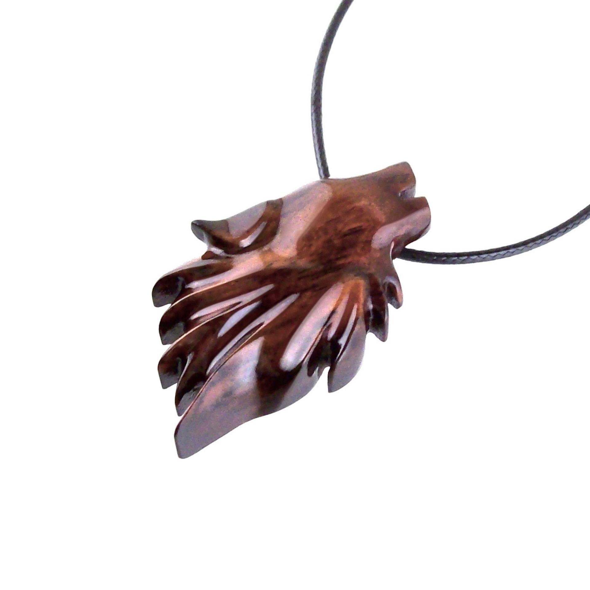 Carved Wolf Pendant, Wooden Wolf Necklace, Spirit Animal Totem, Handmade Wood Jewelry for Men or Women, One of a Kind Gift