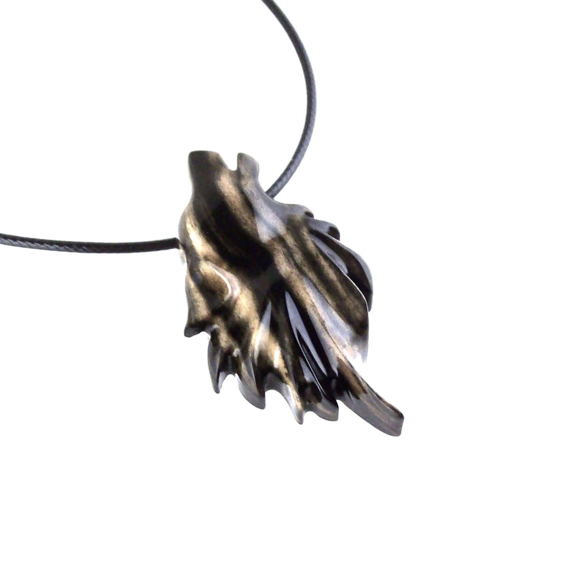 Wolf Necklace, Hand Carved Wooden Wolf Pendant for Men or Women, Spirit Animal Totem Woodland Jewelry