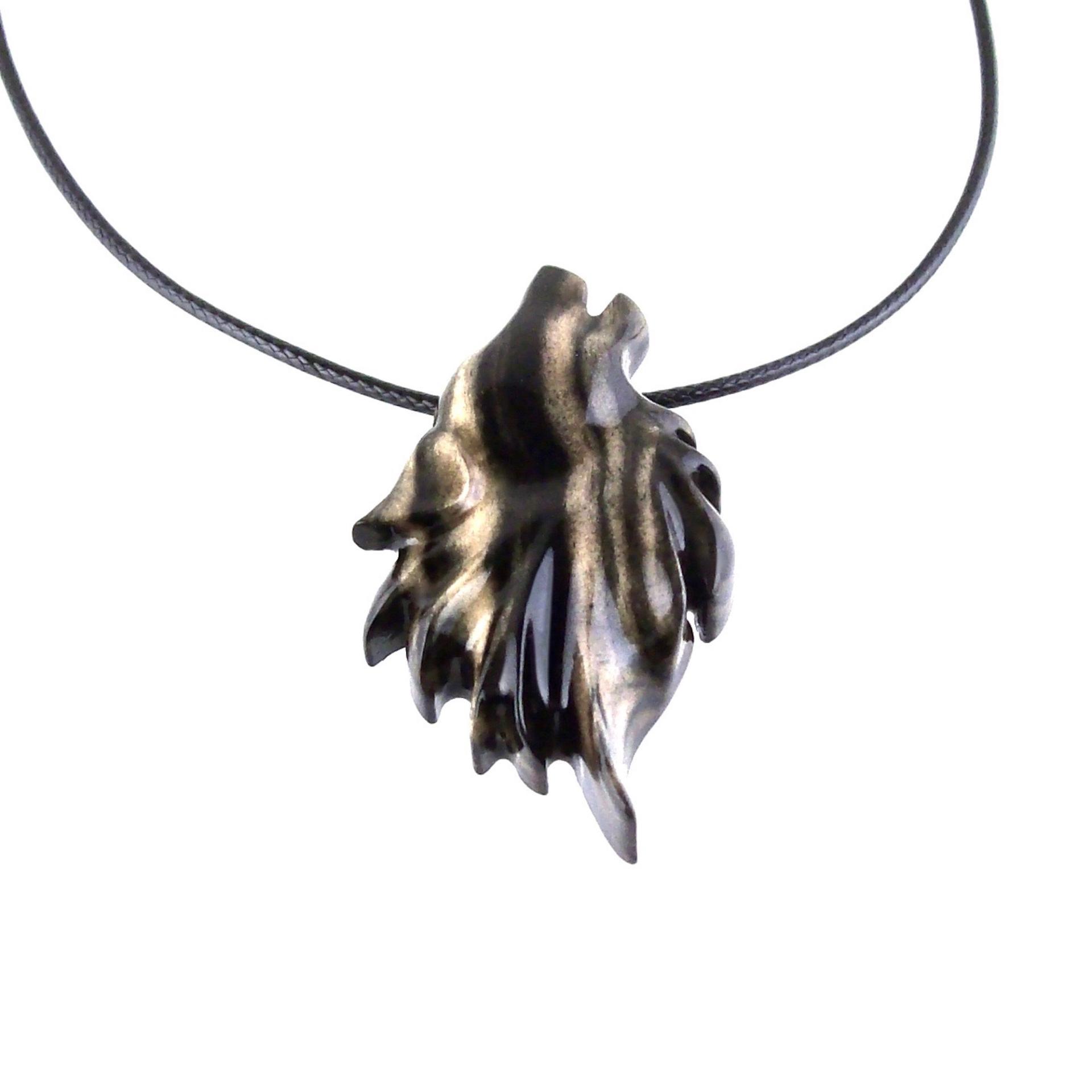 Wolf Necklace, Hand Carved Wooden Wolf Pendant for Men or Women, Spirit Animal Totem Woodland Jewelry