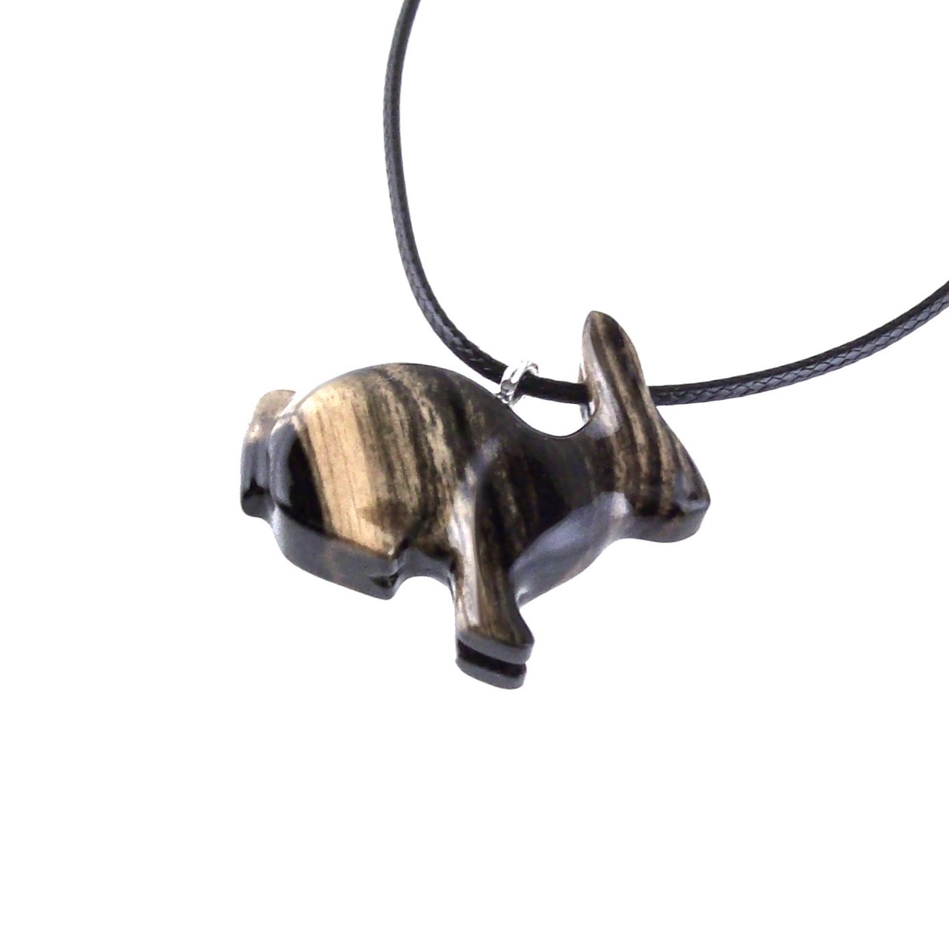 Rabbit Necklace, Hand Carved Wooden Bunny Pendant, Wood Animal Necklace, Pet Animal Totem Jewelry, One of a Kind Gift