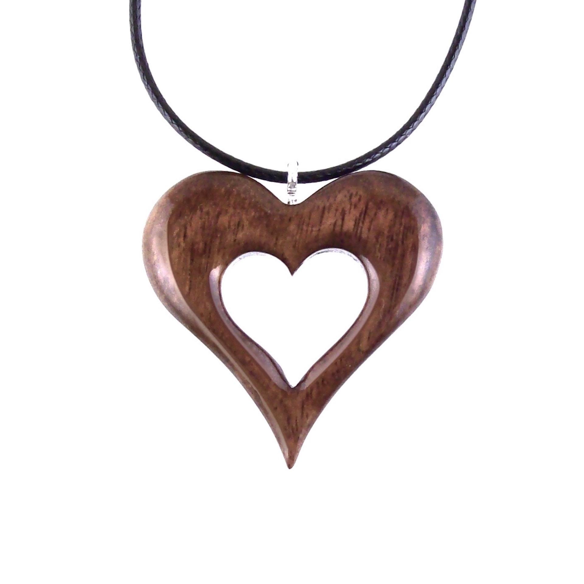 Wood Heart Necklace, Wooden Heart Pendant, Hand Carved 5th Anniversary Gift for Her, One of a Kind Handmade Jewelry