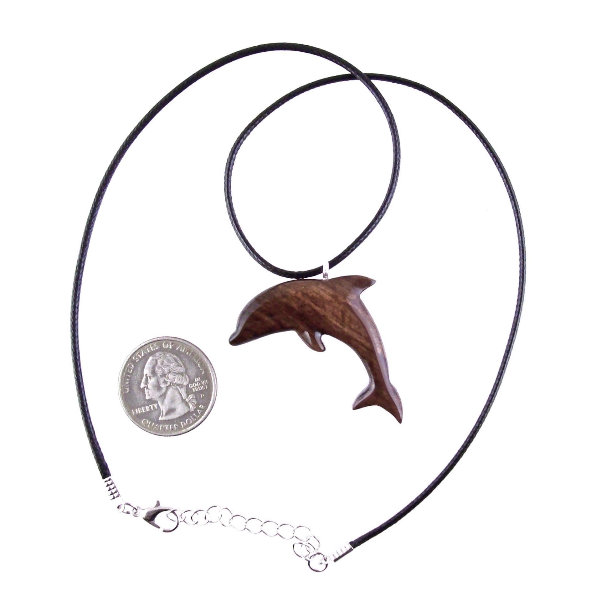 Hand Carved Dolphin Necklace, Wooden Dolphin Pendant, Sea Animal Wood Jewelry, Nautical Gift