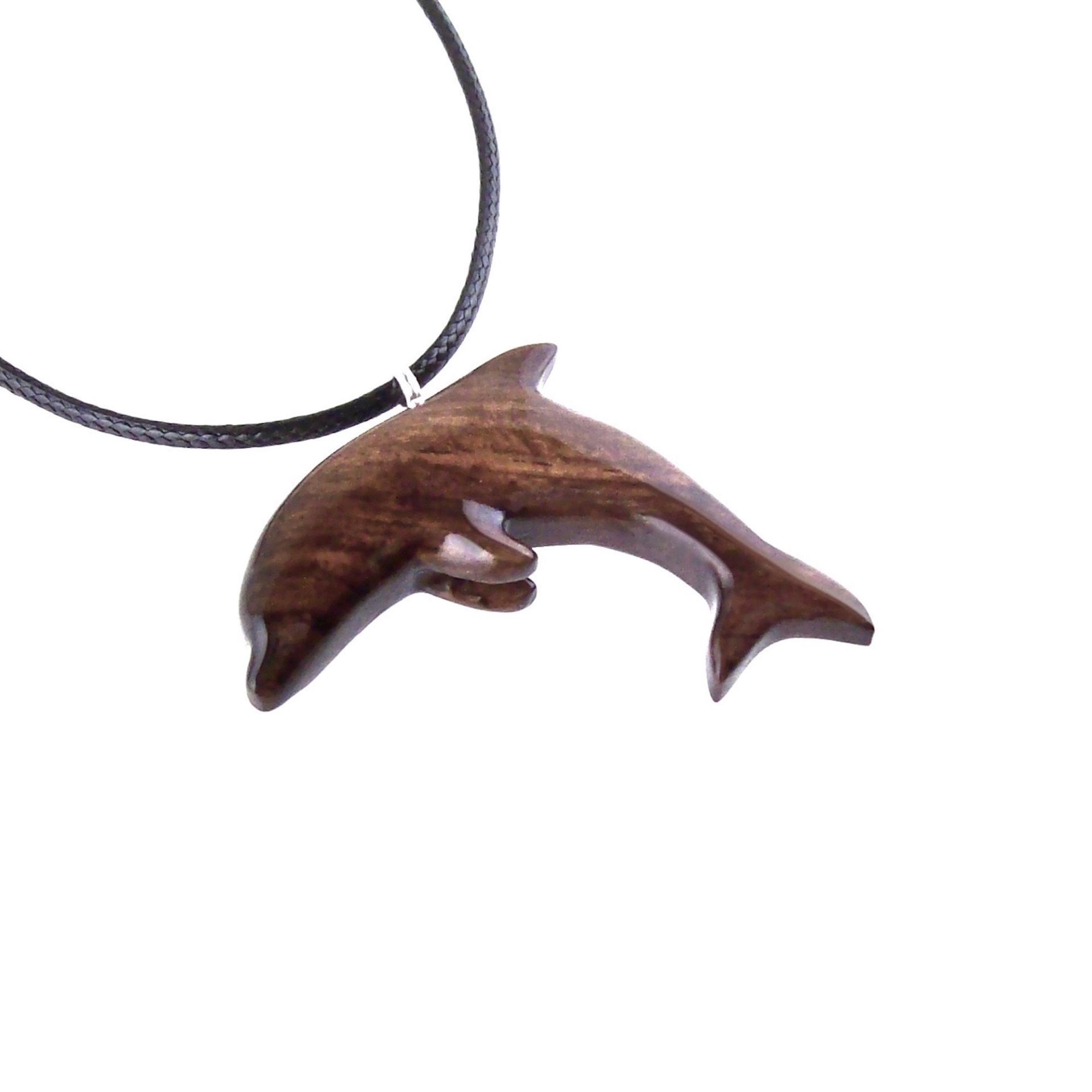 Hand Carved Dolphin Necklace, Wooden Dolphin Pendant, Sea Animal Wood Jewelry, Nautical Gift