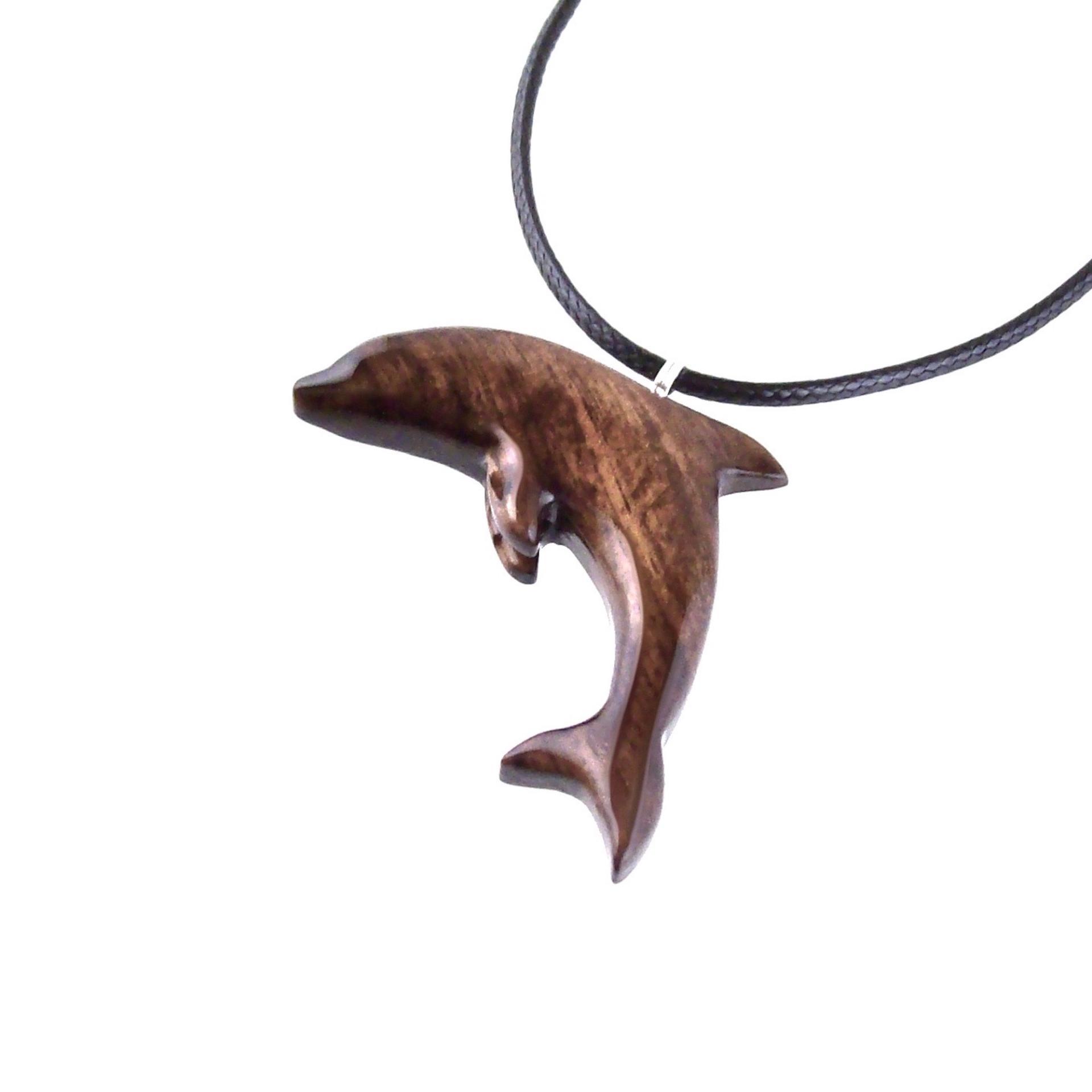 Hand Carved Dolphin Necklace, Wooden Dolphin Pendant, Sea Animal Wood Jewelry, Nautical Gift