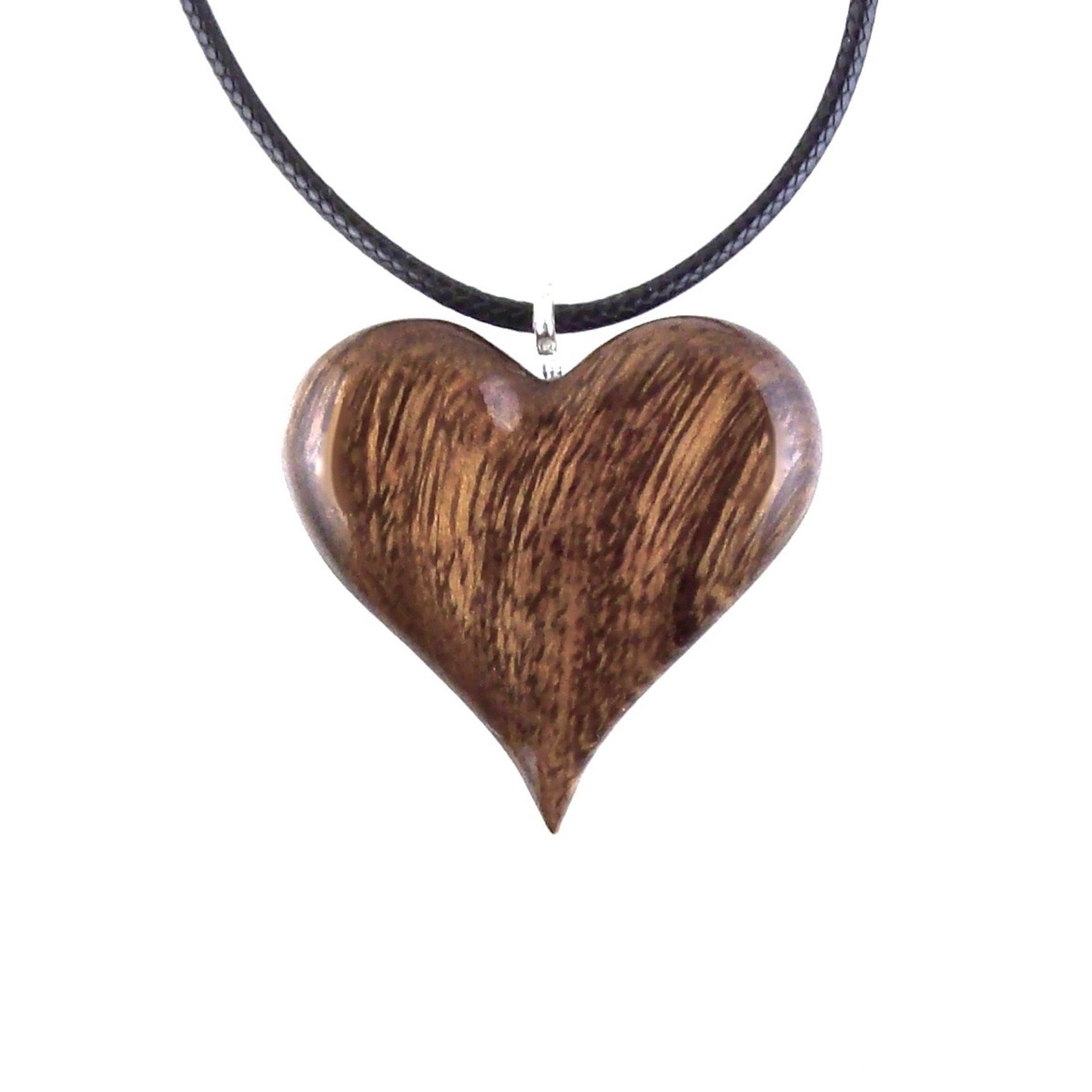 Heart Necklace, Hand Carved Wooden Heart Pendant, 5th Anniversary Gift for Her, One of a Kind Wood Jewelry