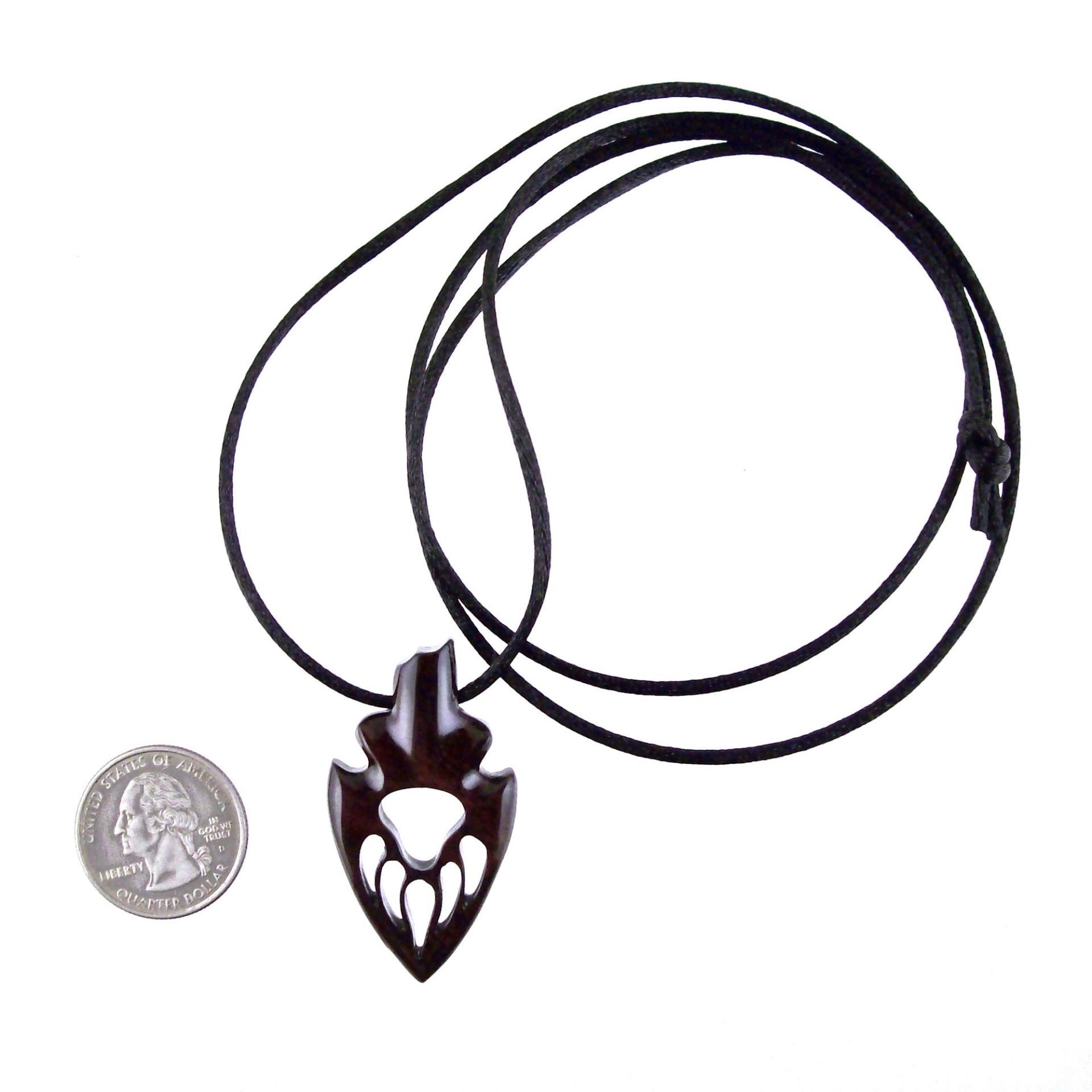 Bear Paw Necklace, Hand Carved Wooden Arrowhead Pendant, Totem Protection Amulet, Bear Jewelry for Men, One of a Kind Gift for Him