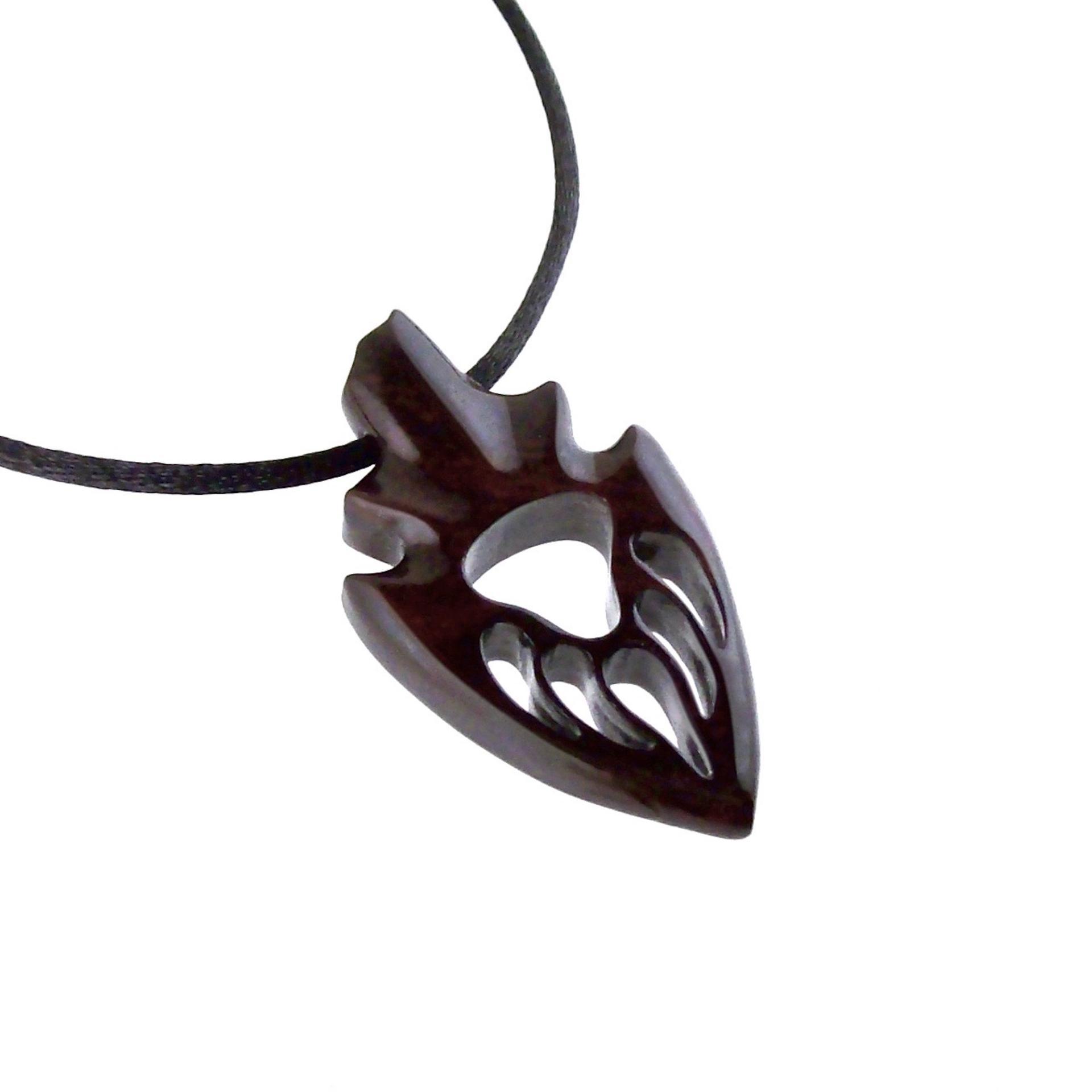 Bear Paw Necklace, Hand Carved Wooden Arrowhead Pendant, Totem Protection Amulet, Bear Jewelry for Men, One of a Kind Gift for Him