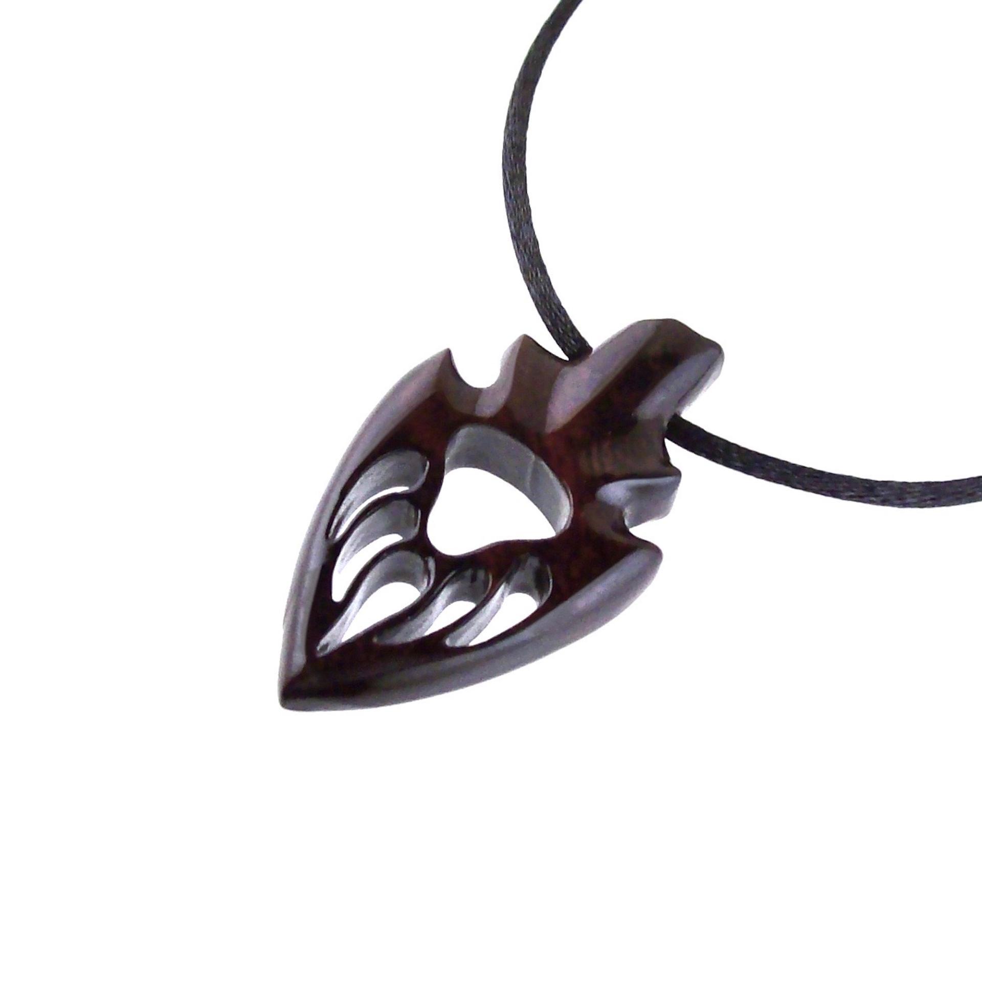 Bear Paw Necklace, Hand Carved Wooden Arrowhead Pendant, Totem Protection Amulet, Bear Jewelry for Men, One of a Kind Gift for Him