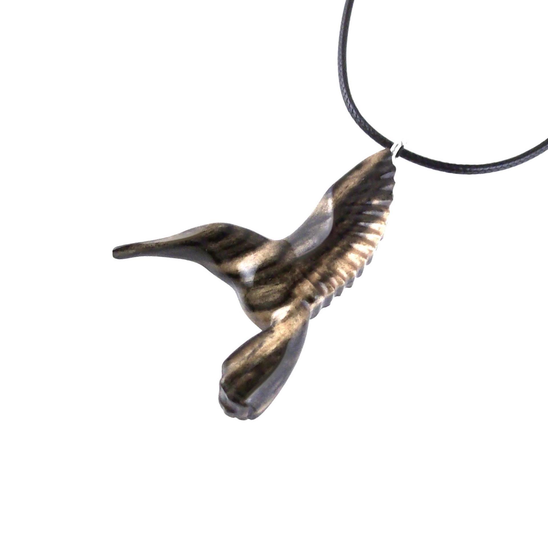 Hummingbird Necklace, Wooden Hummingbird Pendant, Hand Carved Wood Bird Jewelry, One of a Kind Handmade Gift for Her