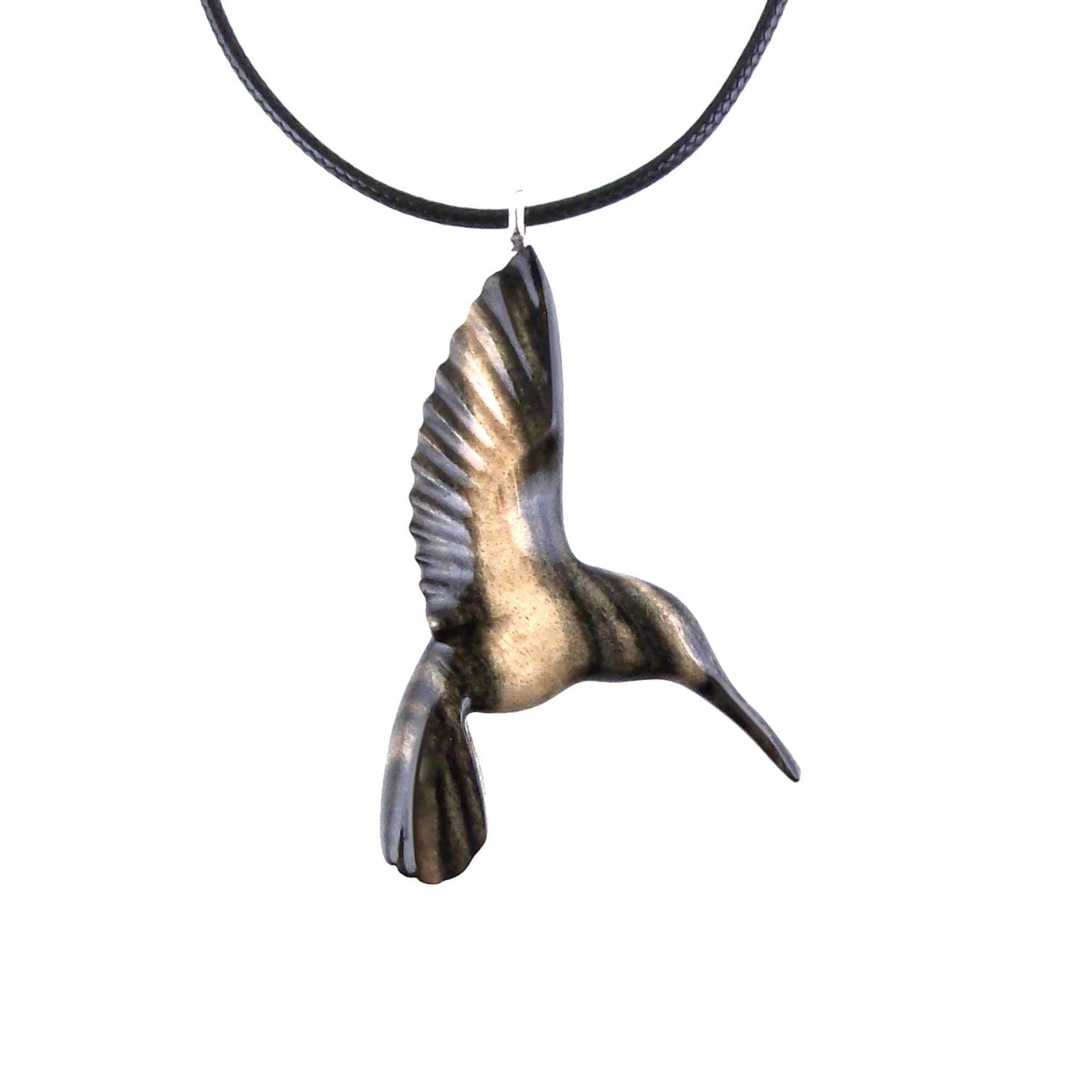 Hummingbird Necklace, Wooden Hummingbird Pendant, Hand Carved Wood Bird Jewelry, One of a Kind Handmade Gift for Her