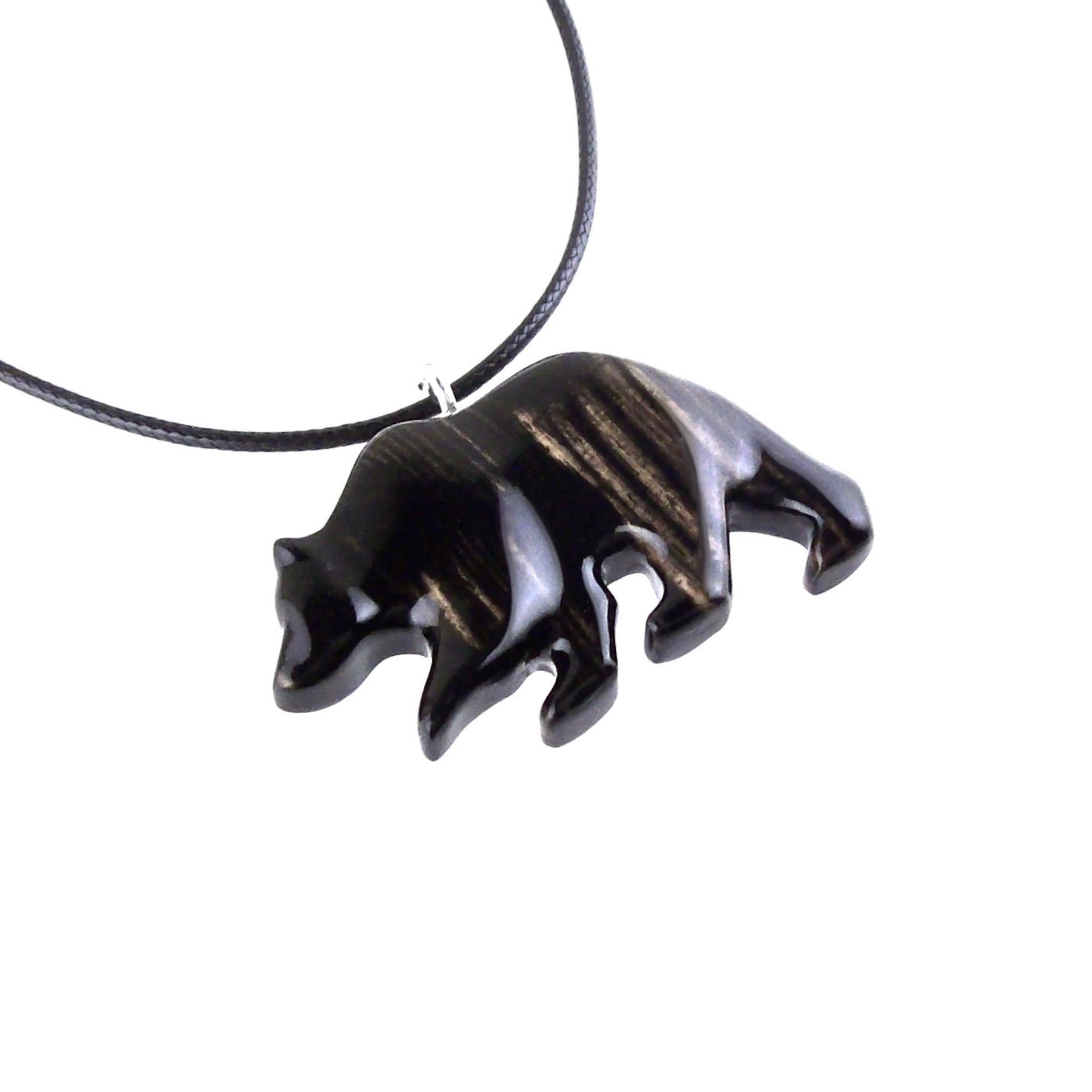 Bear Necklace, Hand Carved Wooden Grizzly Bear Pendant for Men or Women, Woodland Jewelry, Spirit Animal Totem
