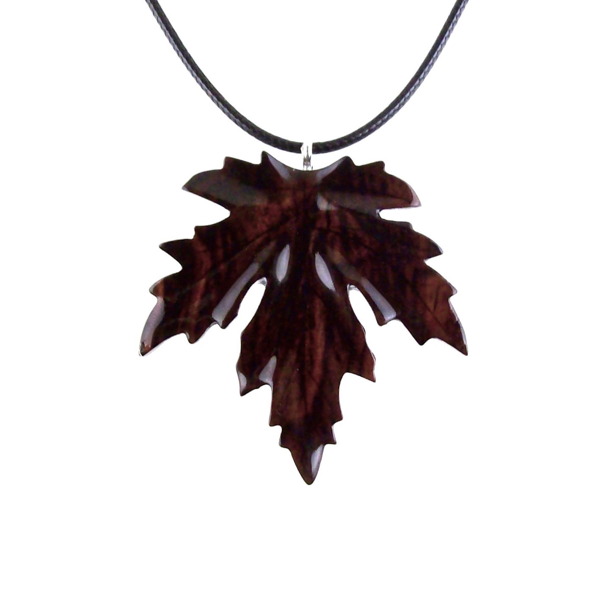 Hand Carved Wooden Leaf Pendant, Maple Leaf Necklace, Woodland Jewelry for Men or Women, Wood Jewelry Gift for Him Her