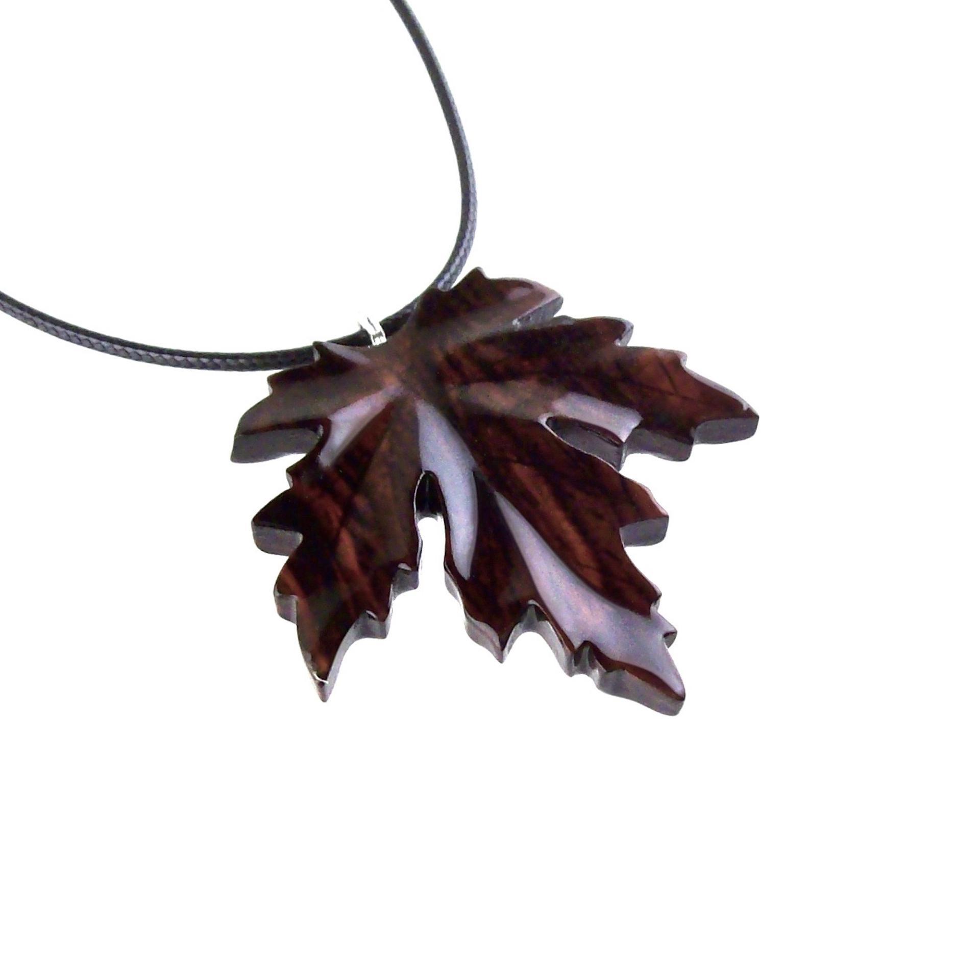 Hand Carved Wooden Leaf Pendant, Maple Leaf Necklace, Woodland Jewelry for Men or Women, Wood Jewelry Gift for Him Her