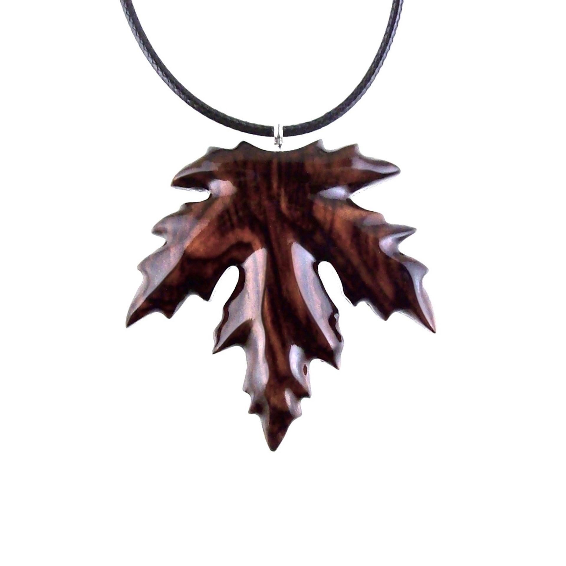 Hand Carved Wooden Leaf Pendant, Maple Leaf Necklace, Woodland Jewelry for Men or Women, Wood Jewelry Gift for Him Her
