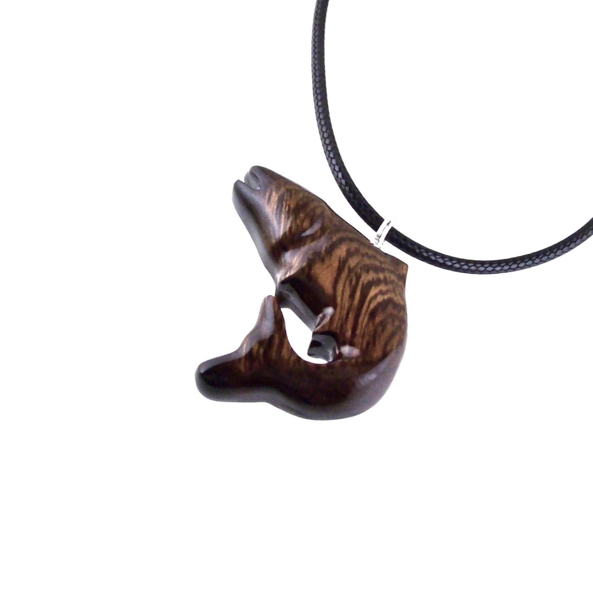 Salmon Necklace, Hand Carved Wooden Fish Pendant, Trout Necklace, Mens Wood Pendant, Fishermen Jewelry, Gift for Him