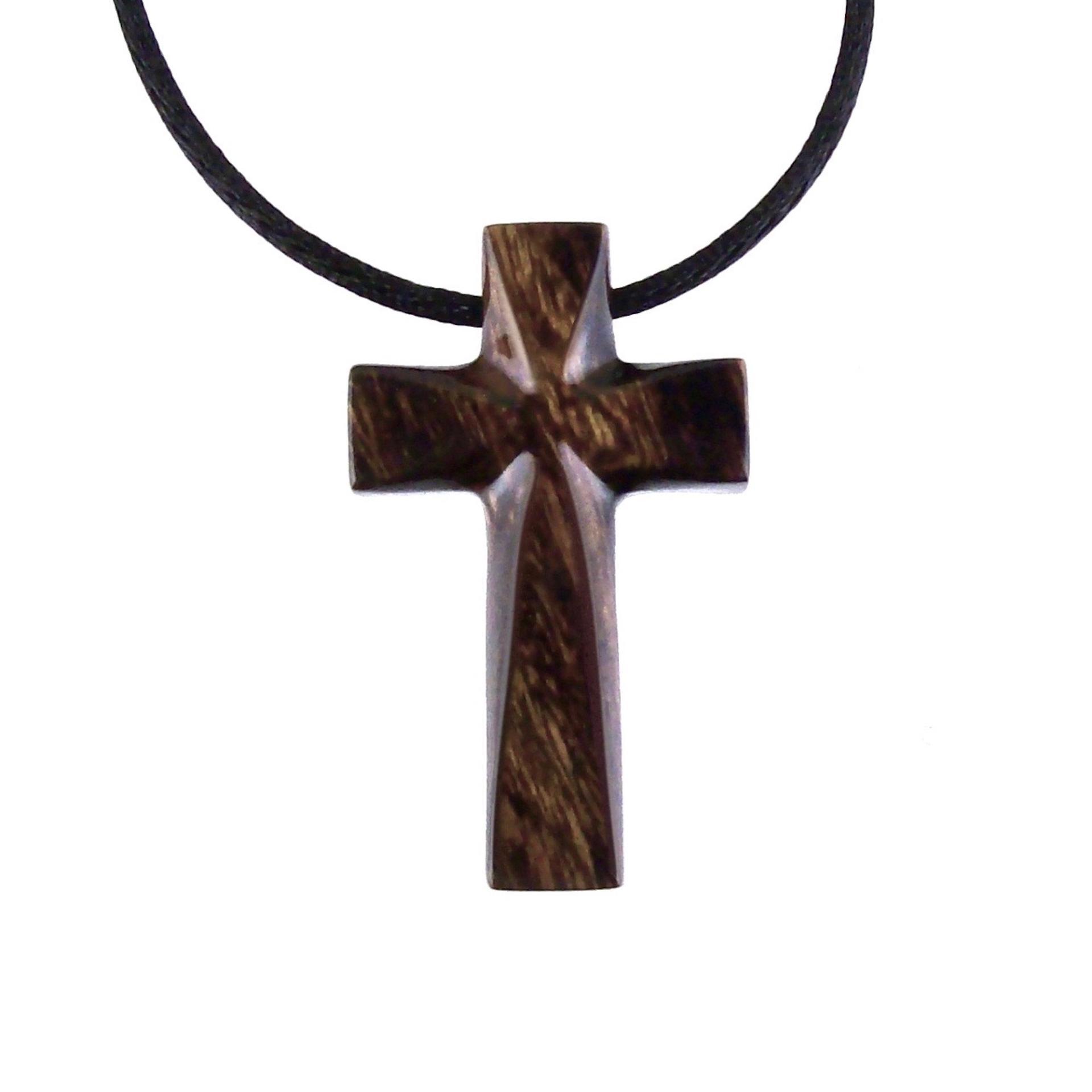 Hand Carved Wooden Cross Pendant, Mens Wood Cross Necklace, Handmade Christian Jewelry, One of a Kind Gift for Him