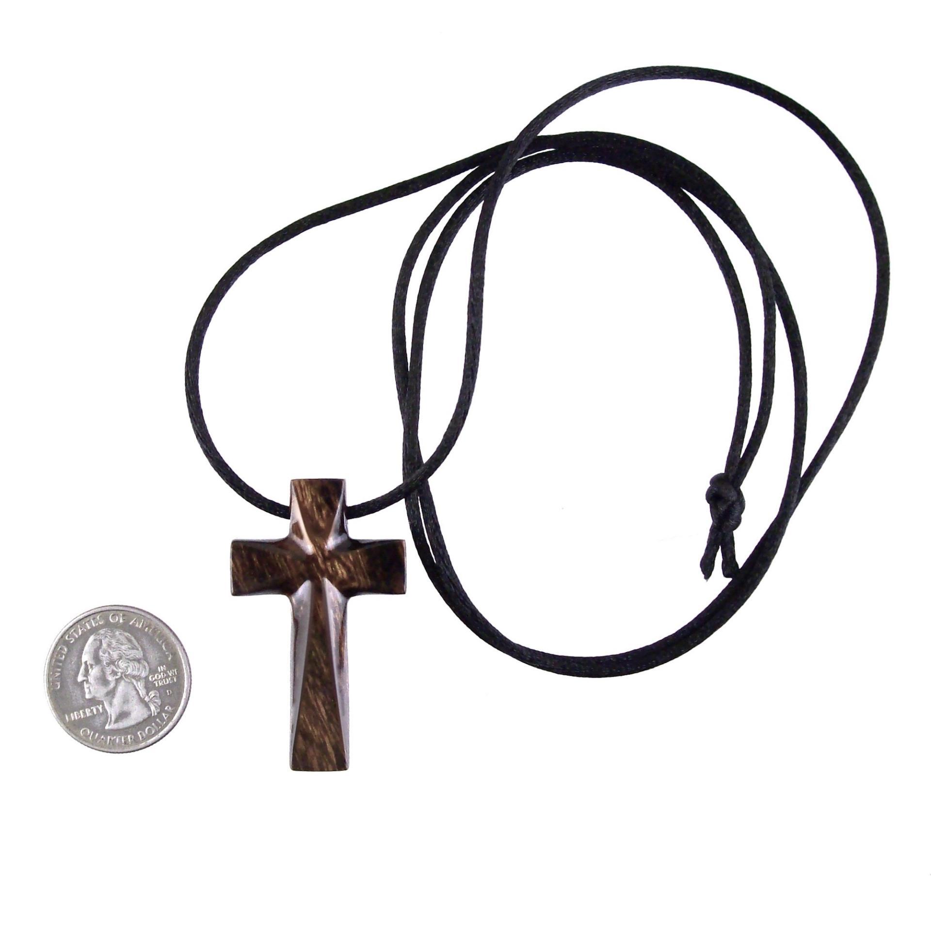 Hand Carved Wooden Cross Pendant, Mens Wood Cross Necklace, Handmade Christian Jewelry, One of a Kind Gift for Him