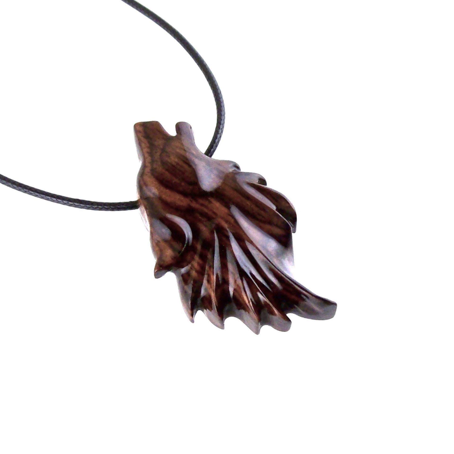 Carved Wolf Pendant, Wooden Wolf Necklace, Spirit Animal Totem, Handmade Wood Jewelry for Men or Women, One of a Kind Gift