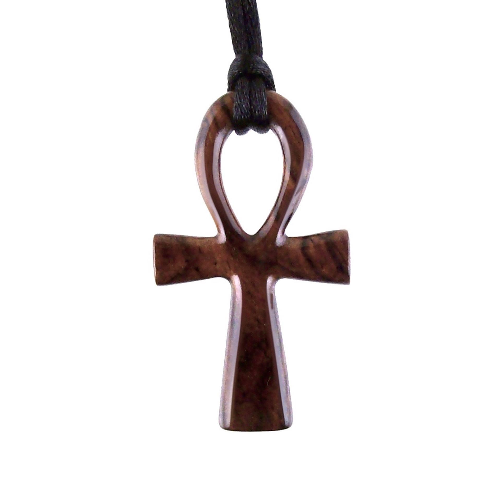 Wooden Ankh Pendant, Hand Carved Egyptian Ankh Cross Necklace for Men or Women, African Wood Jewelry Gift for Him Her