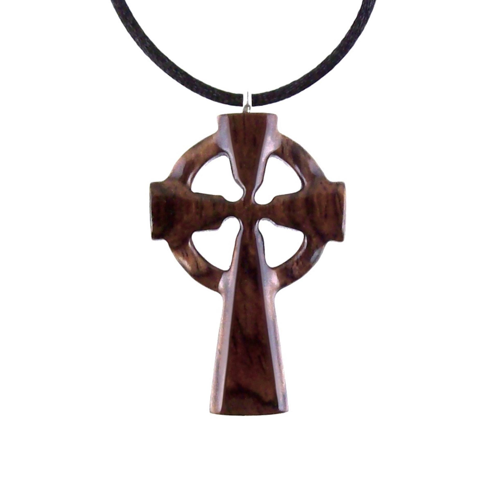 Wooden Celtic Cross Pendant, Hand Carved Celtic Cross Necklace, Wood Cross Necklace Gift for Him, Irish Christian Jewelry