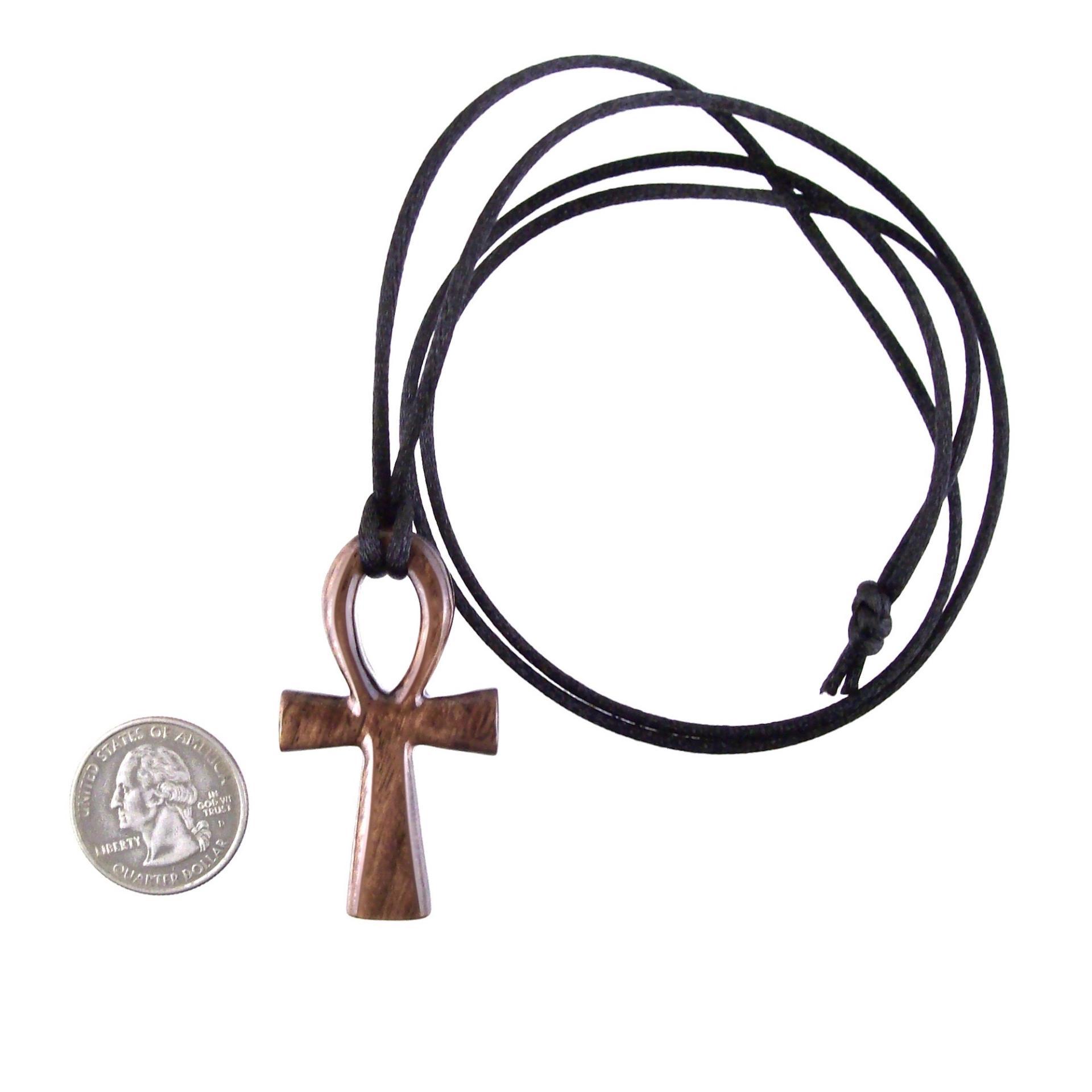 Wood Ankh Pendant, Hand Carved Egyptian Wooden Ankh Cross Necklace for Men or Women, African Jewelry Gift