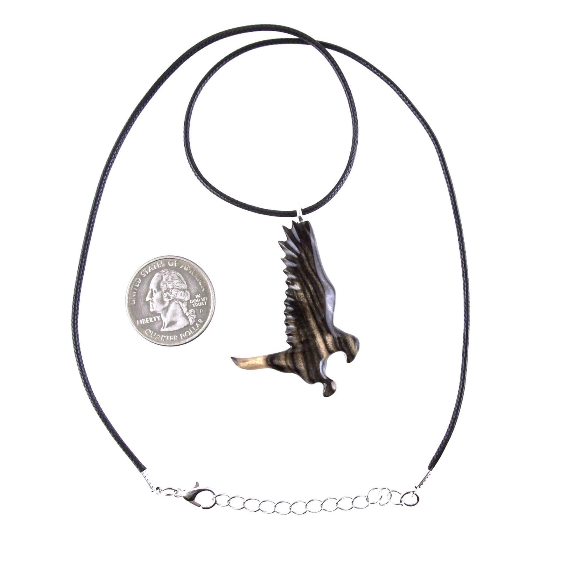 Hawk Necklace, Hand Carved Wooden Hawk Pendant for Men or Women, Wood Falcon Pendant, Totem Bird Jewelry