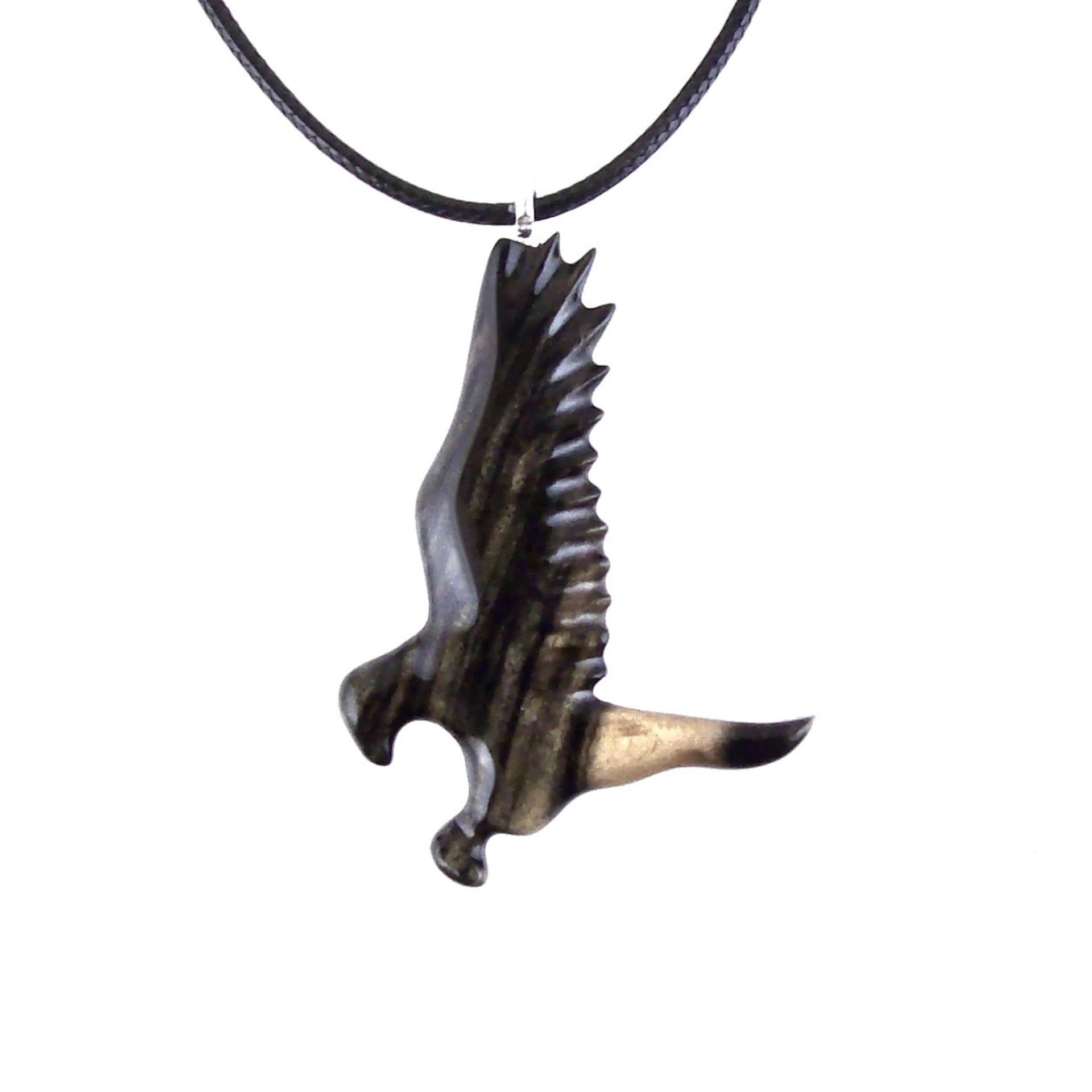 Hawk Necklace, Hand Carved Wooden Hawk Pendant for Men or Women, Wood Falcon Pendant, Totem Bird Jewelry