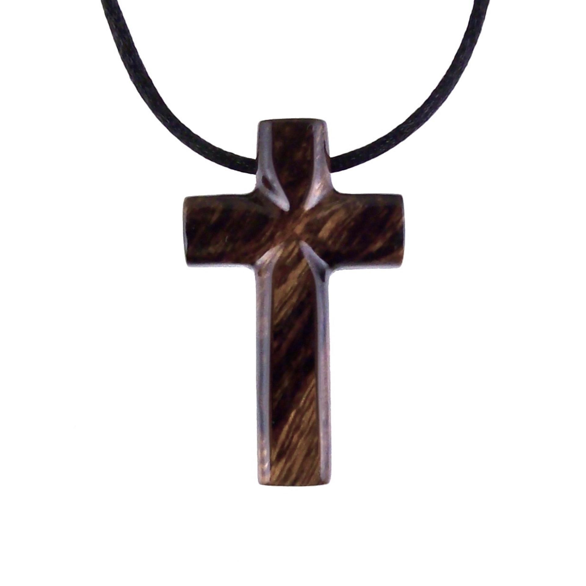 Wood Cross Necklace, Hand Carved Wooden Cross Pendant, Christian Jewelry for Men, One of a Kind Gift for Him