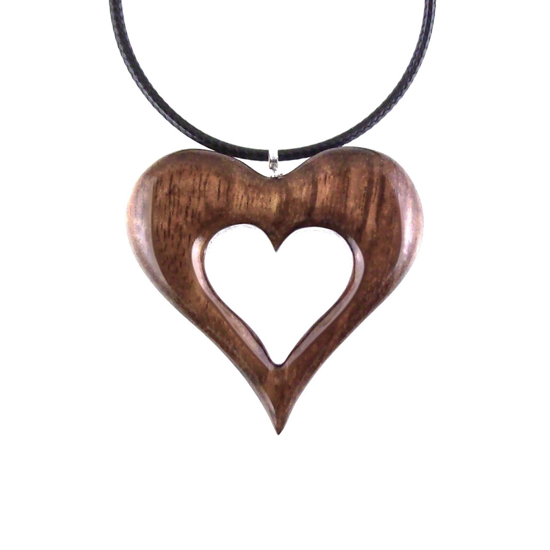 Wood Heart Necklace, Wooden Heart Pendant, Hand Carved 5th Anniversary Gift for Her, One of a Kind Handmade Jewelry