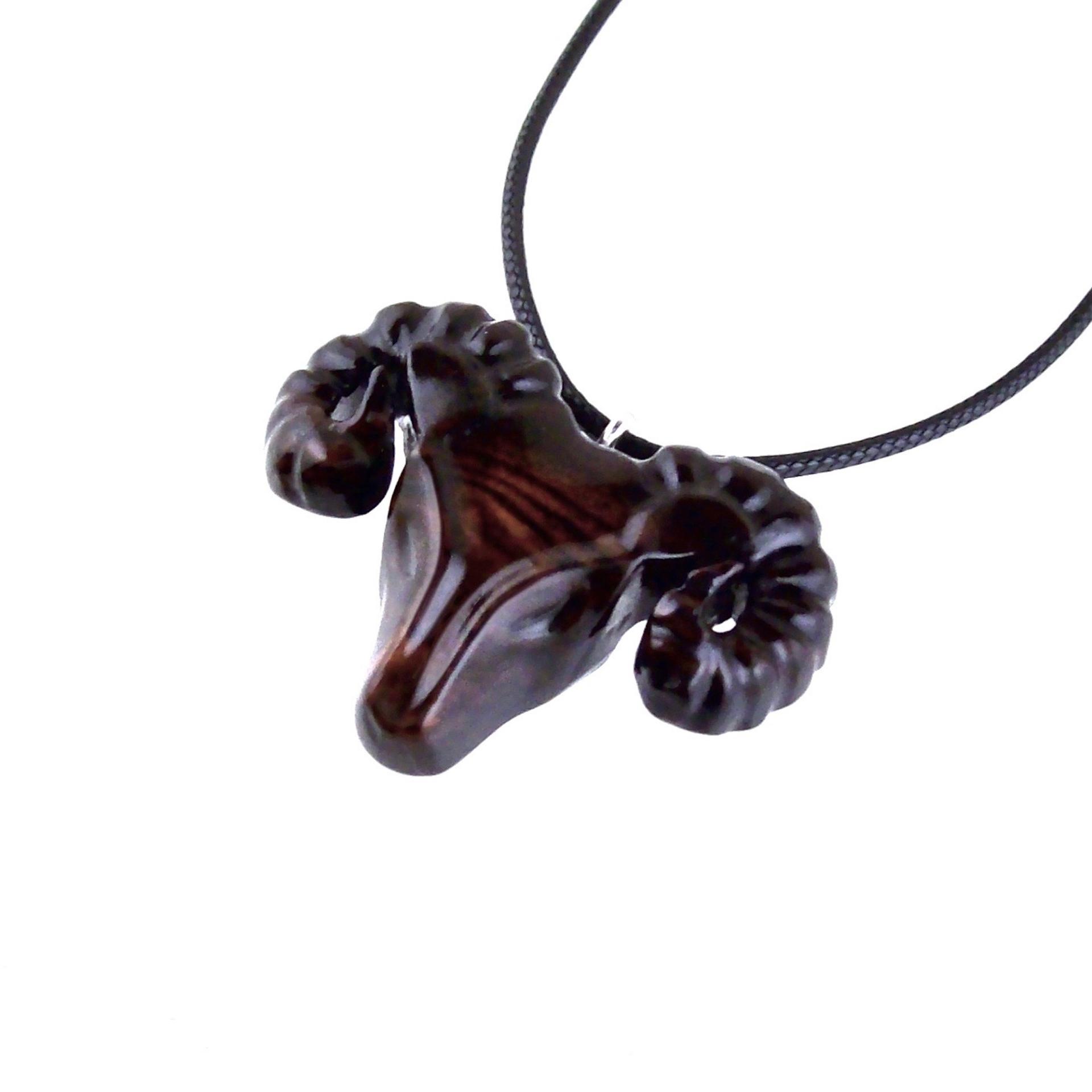 Ram Head Pendant Necklace, Hand Carved Wooden Sheep Jewelry, One-of-a-Kind Handmade Aries Gift