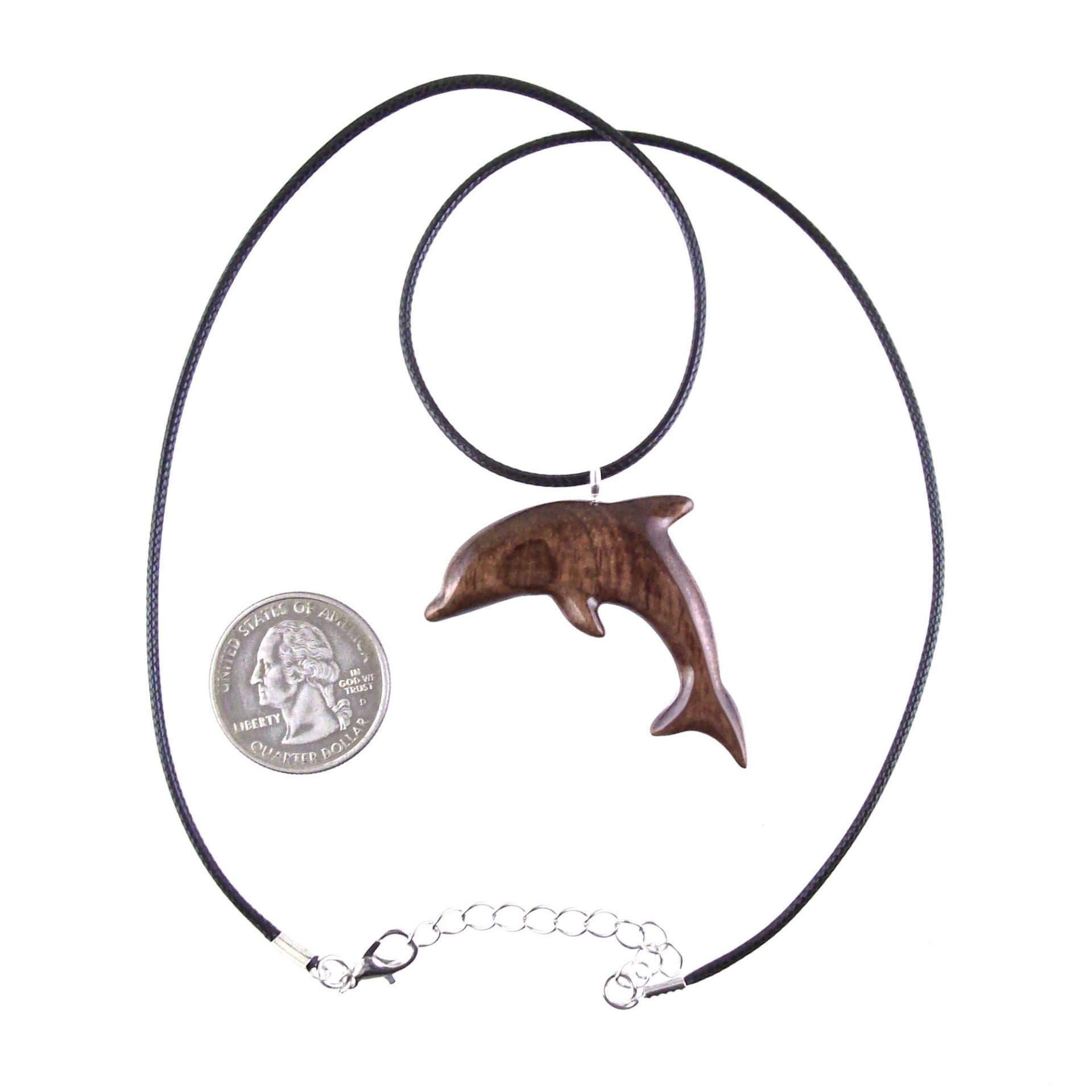 Hand Carved Dolphin Necklace, Wooden Dolphin Pendant, Sea Animal Wood Jewelry, Nautical Gift