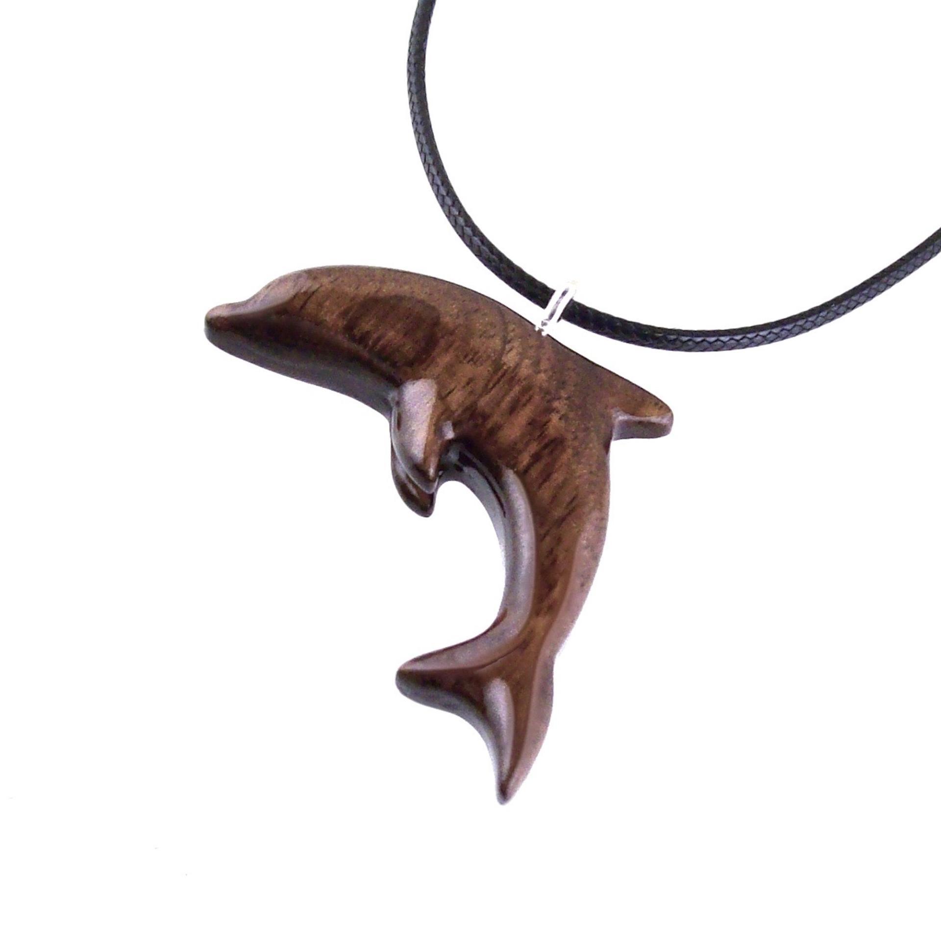 Hand Carved Dolphin Necklace, Wooden Dolphin Pendant, Sea Animal Wood Jewelry, Nautical Gift
